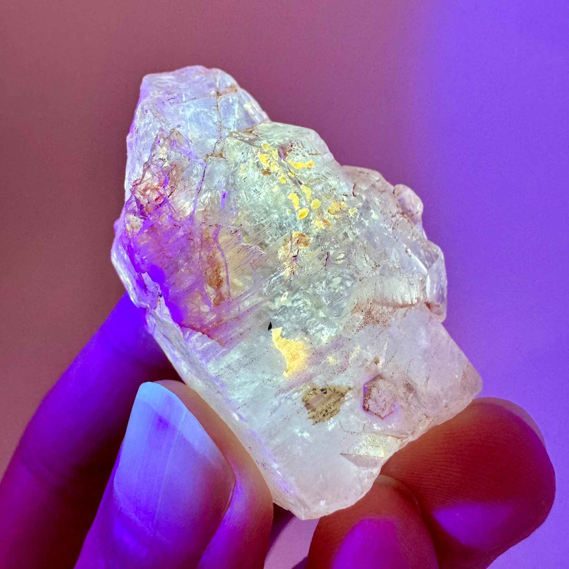 UV Reactive Petroleum Quartz Point (Madagascar) | natural petroleum quartz crystal, UV reactive crystal, enhydro quartz, firefly quartz