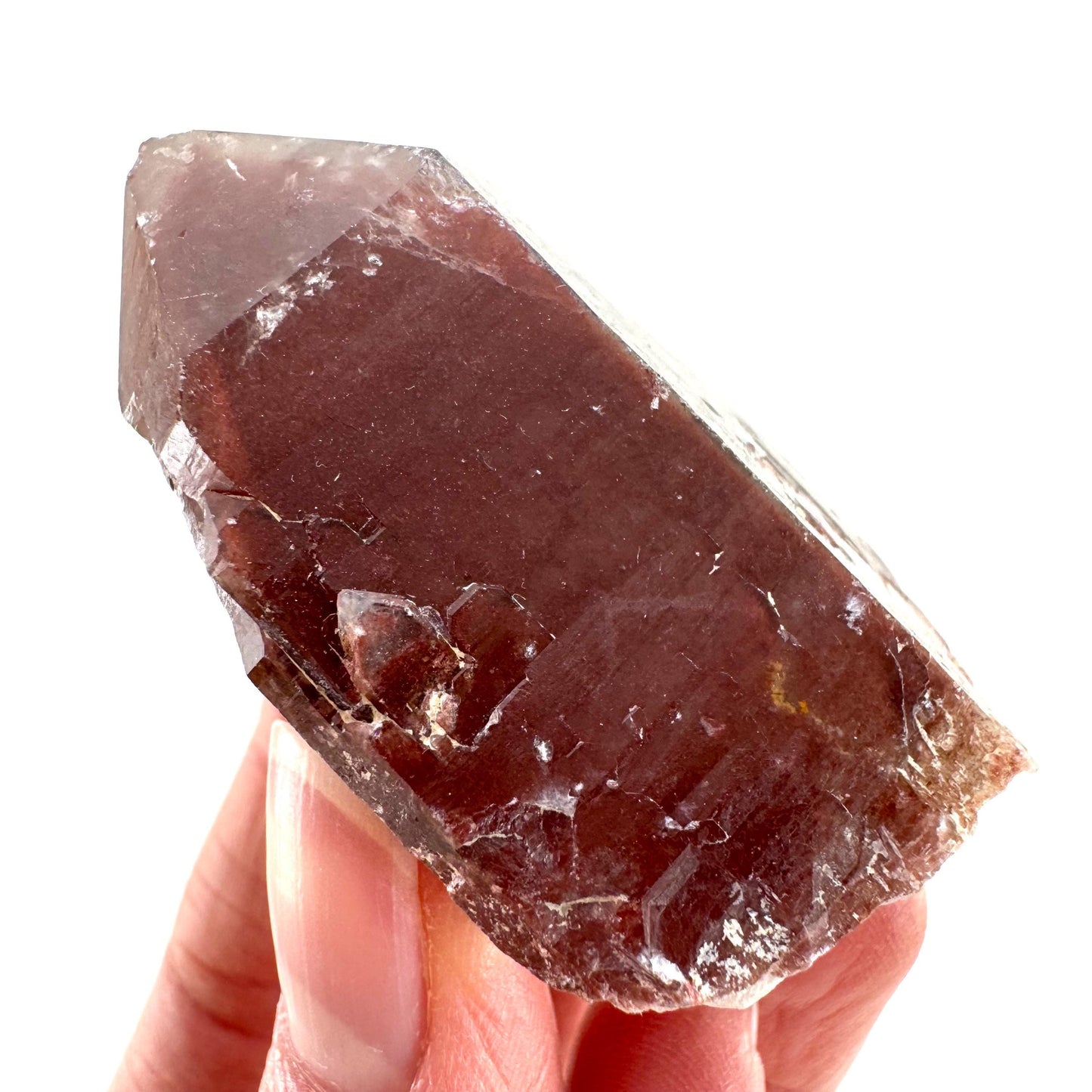Red Hematite Quartz Cluster (Zimbabwe), quartz crystal, hematite quartz point, red phantom quartz, fire quartz