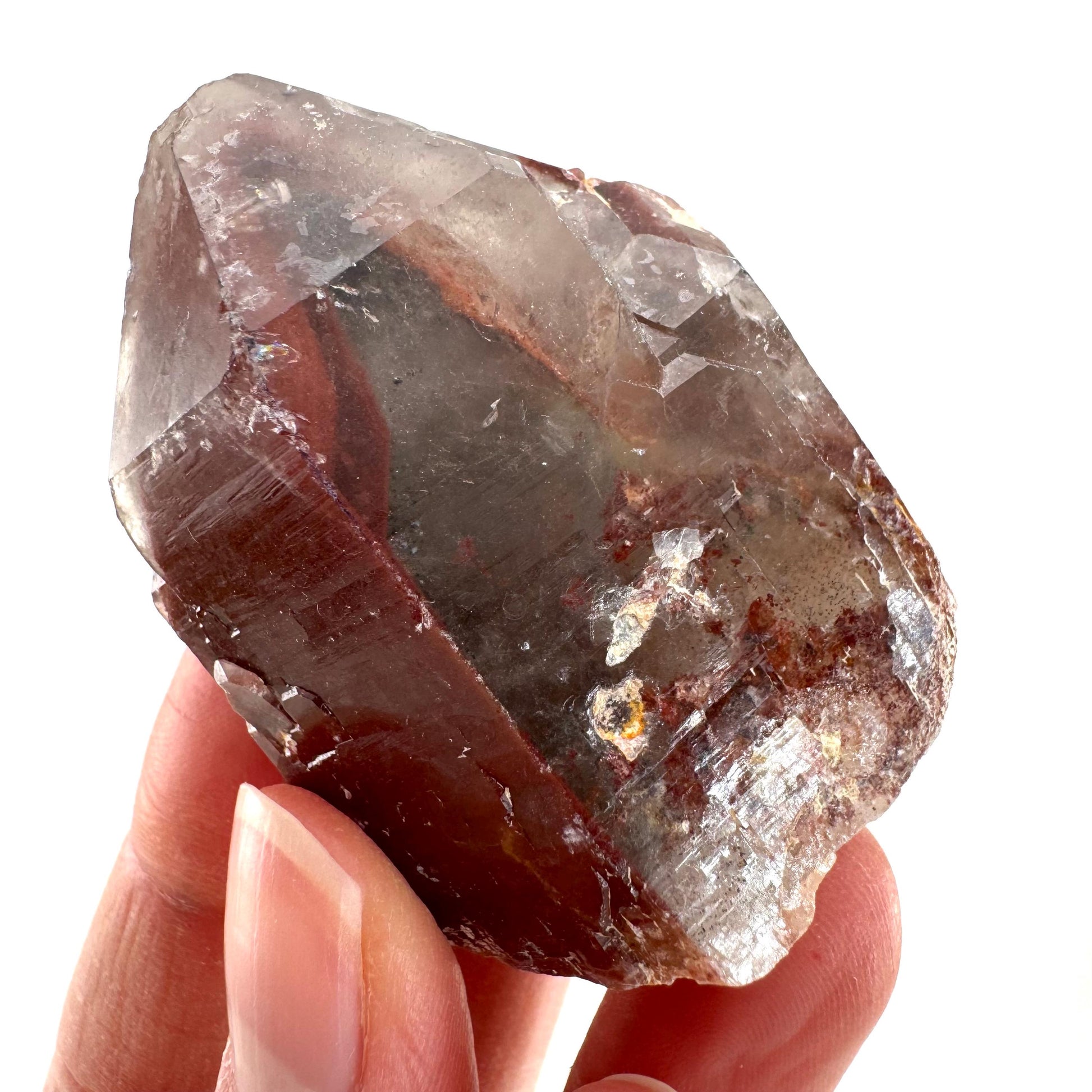 Red Hematite Quartz Cluster (Zimbabwe), quartz crystal, hematite quartz point, red phantom quartz, fire quartz