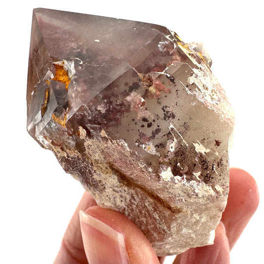 Red Hematite Quartz Cluster (Zimbabwe), quartz crystal, hematite quartz point, red phantom quartz, fire quartz