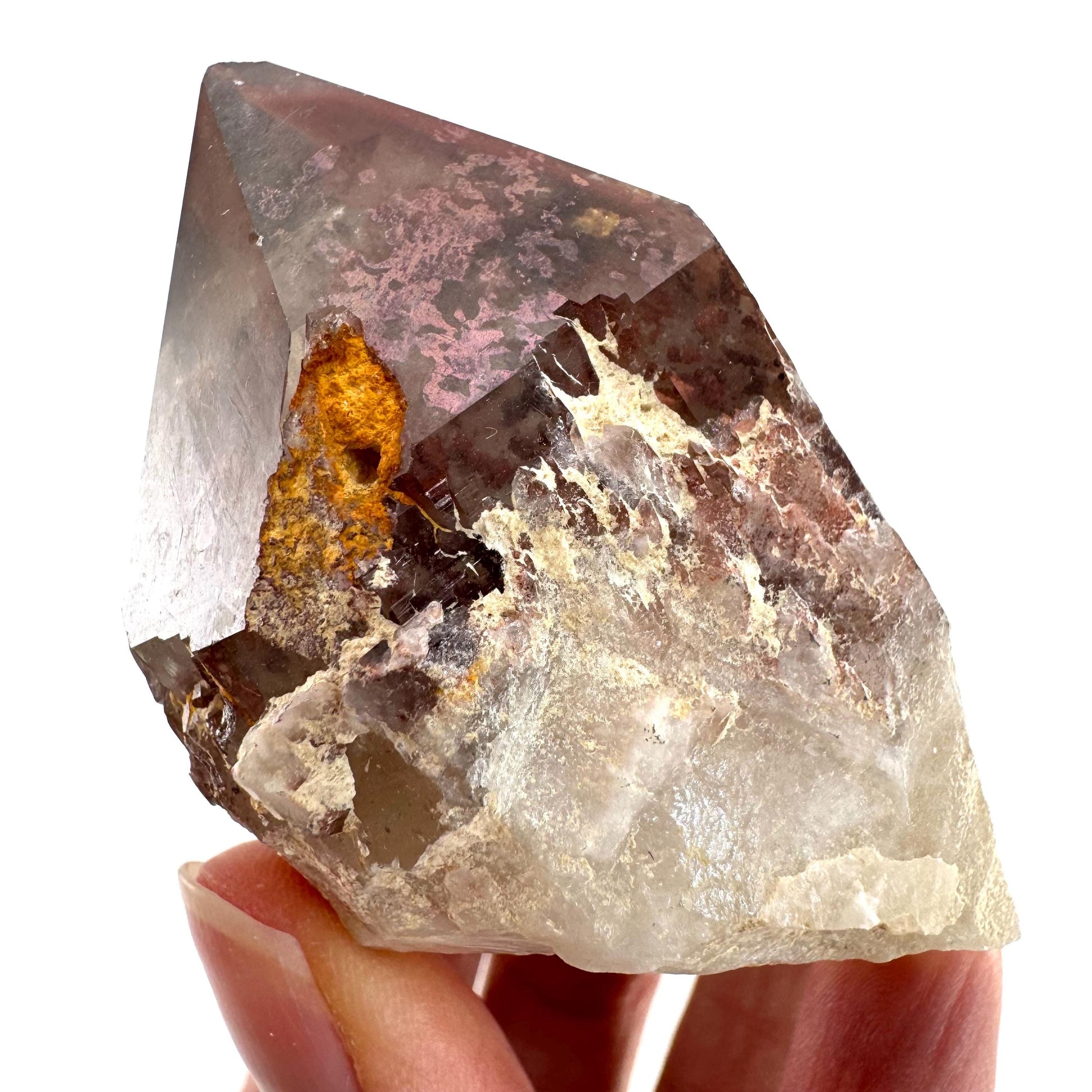 Red Hematite Quartz Cluster (Zimbabwe), quartz crystal, hematite quartz point, red phantom quartz, fire quartz