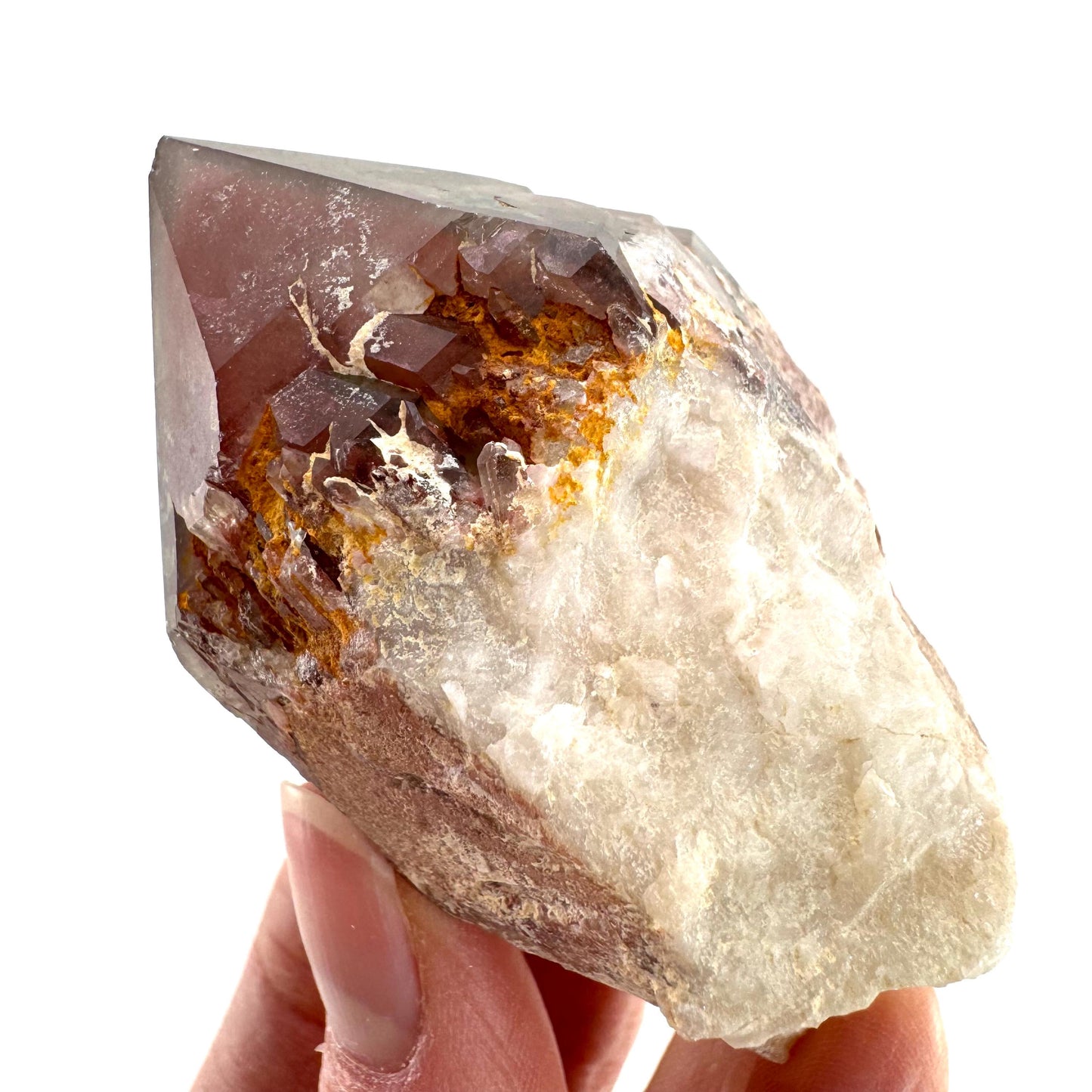 Red Hematite Quartz Cluster (Zimbabwe), quartz crystal, hematite quartz point, red phantom quartz, fire quartz