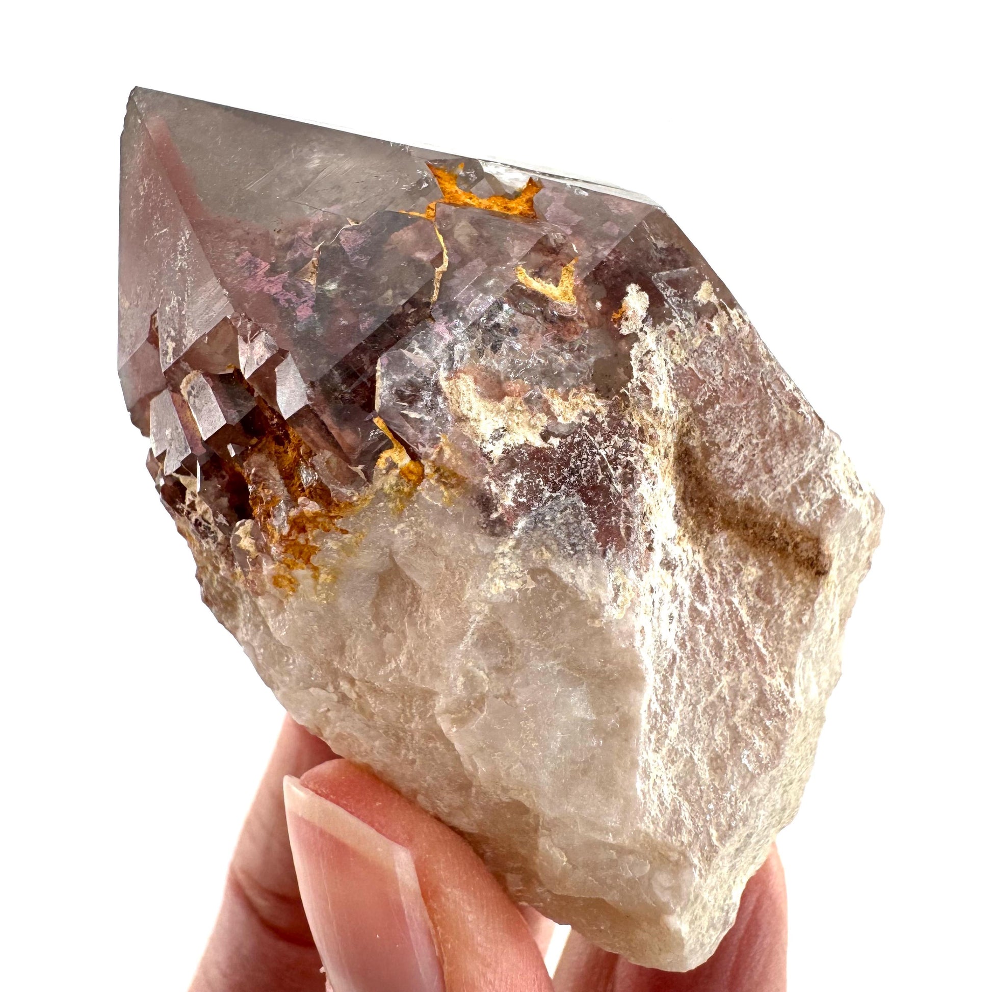 Red Hematite Quartz Cluster (Zimbabwe), quartz crystal, hematite quartz point, red phantom quartz, fire quartz