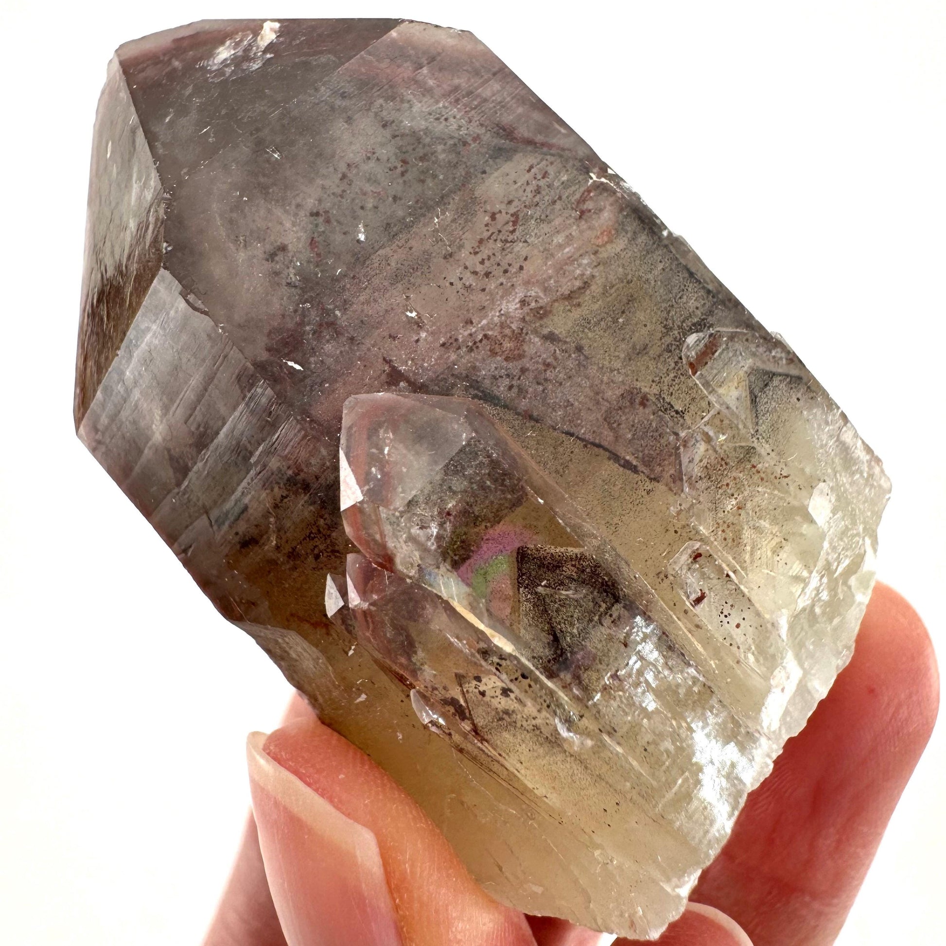 Red Hematite Quartz Cluster (Zimbabwe), quartz crystal, hematite quartz point, red phantom quartz, fire quartz