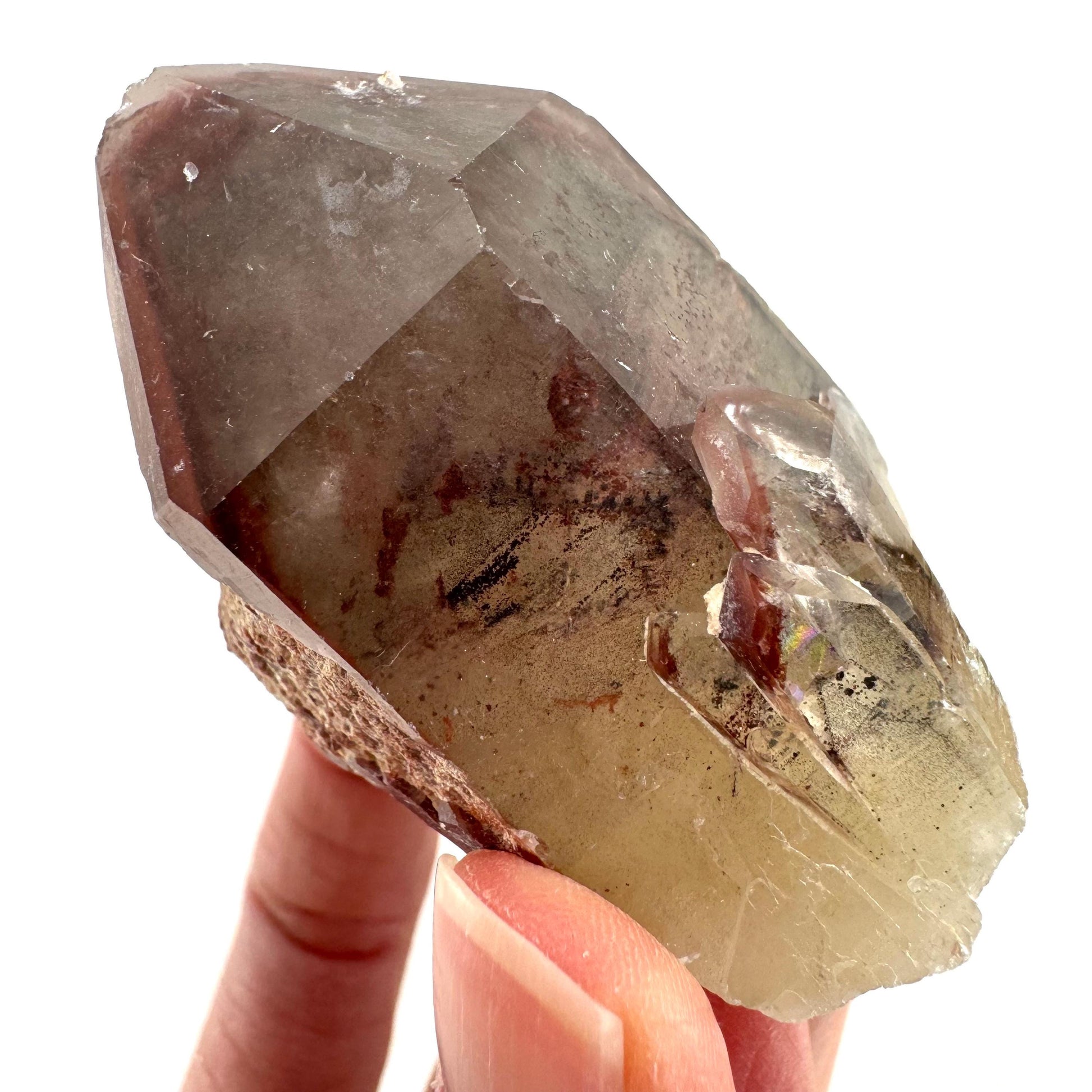 Red Hematite Quartz Cluster (Zimbabwe), quartz crystal, hematite quartz point, red phantom quartz, fire quartz