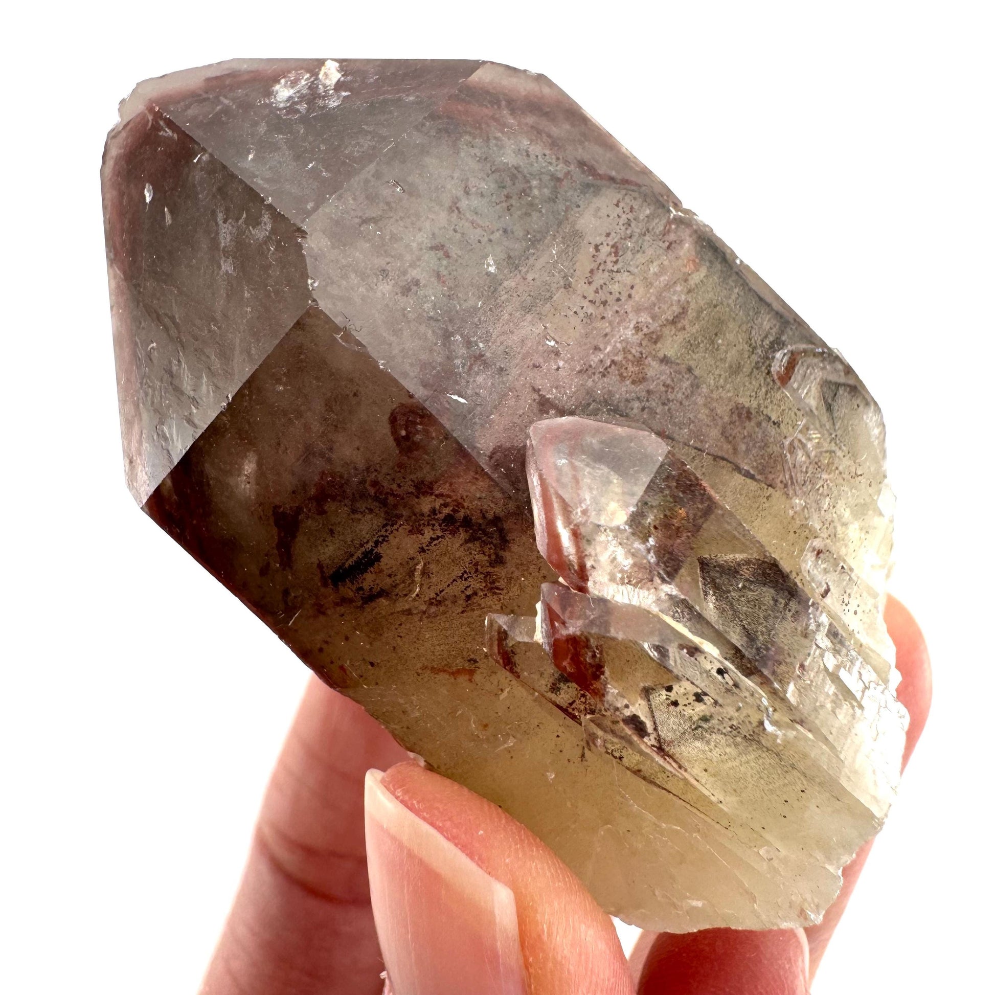 Red Hematite Quartz Cluster (Zimbabwe), quartz crystal, hematite quartz point, red phantom quartz, fire quartz