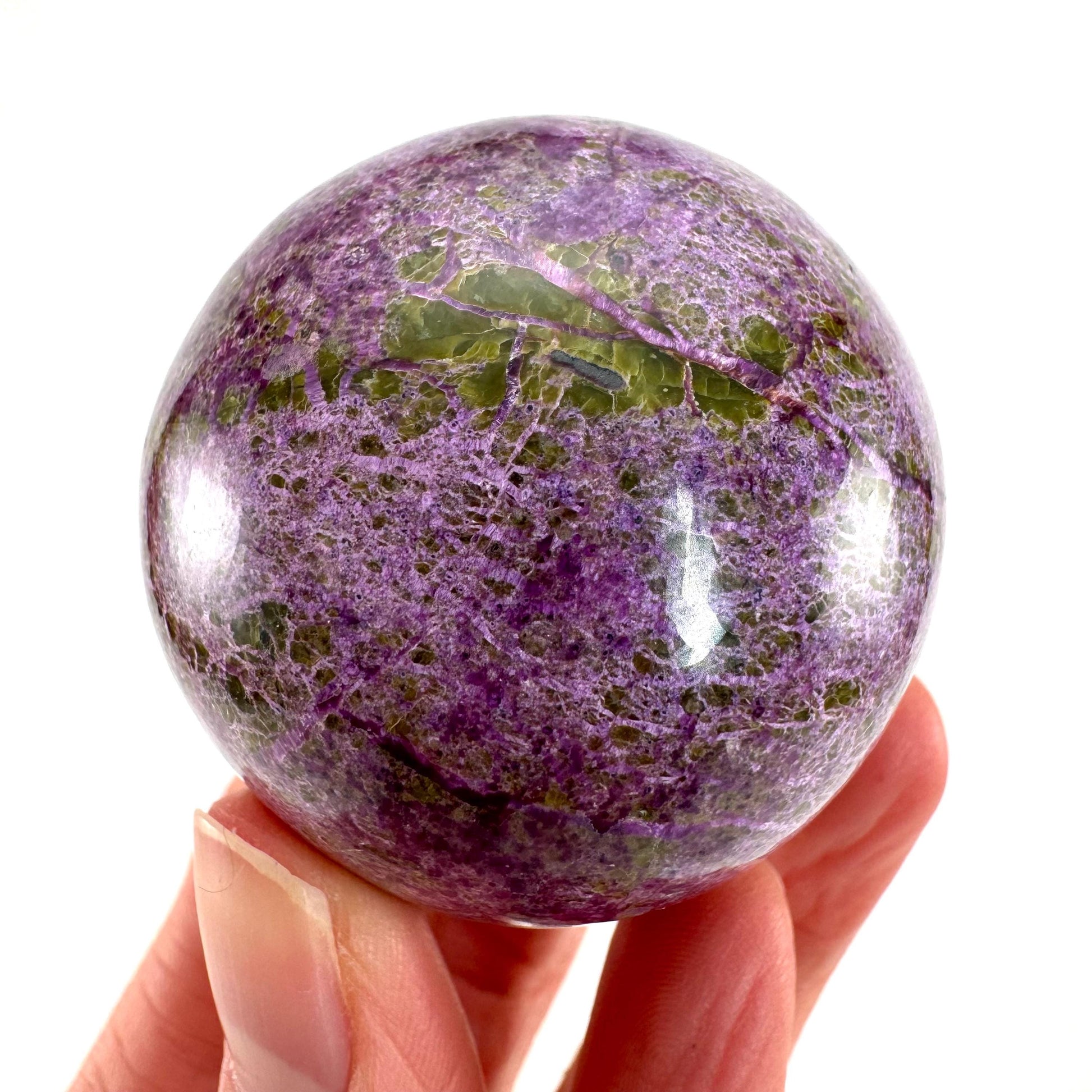 Stichtite Sphere, purple stichtite, polished Stichtite, mineral specimen, stichtite with serpentine, atlantisite
