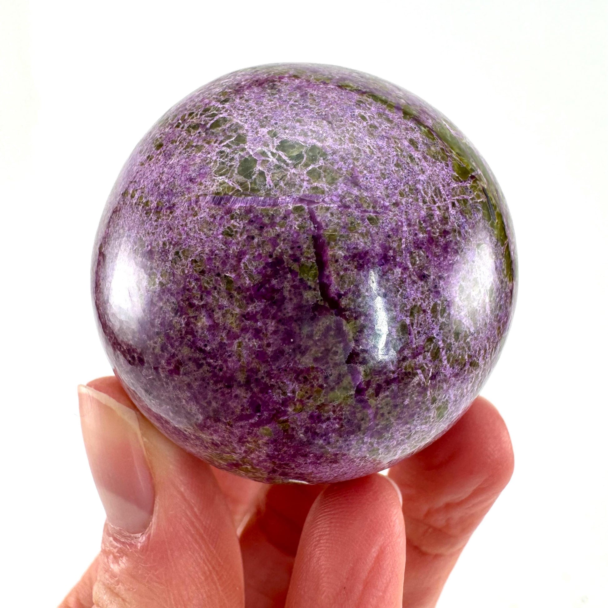 Stichtite Sphere, purple stichtite, polished Stichtite, mineral specimen, stichtite with serpentine, atlantisite
