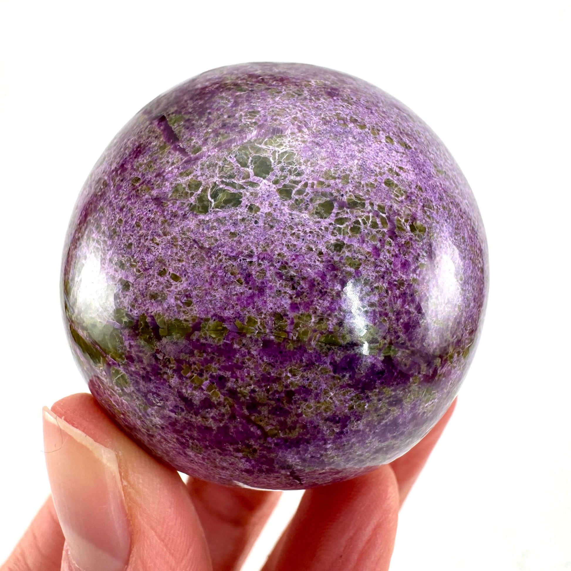 Stichtite Sphere, purple stichtite, polished Stichtite, mineral specimen, stichtite with serpentine, atlantisite