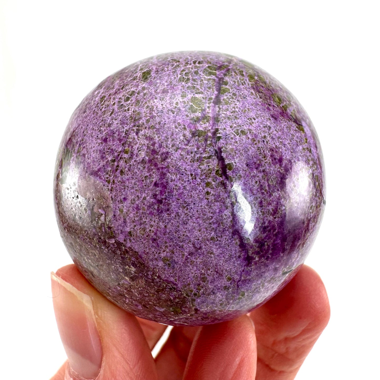Stichtite Sphere, purple stichtite, polished Stichtite, mineral specimen, stichtite with serpentine, atlantisite