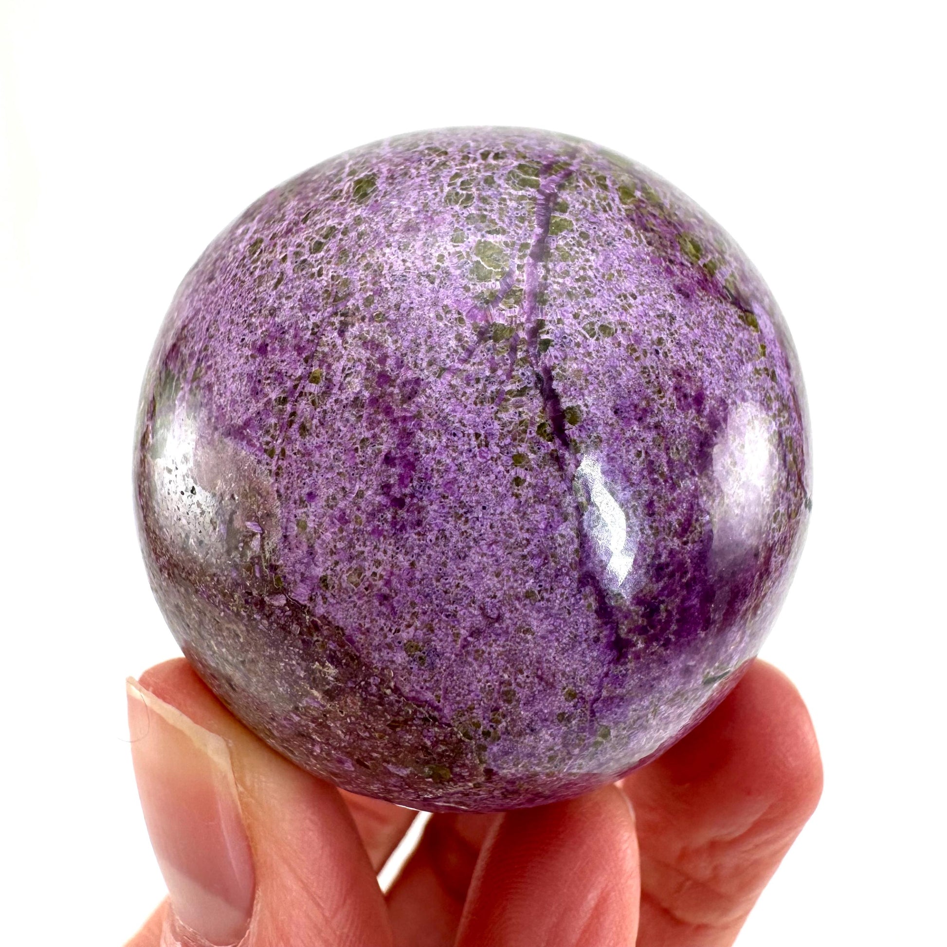 Stichtite Sphere, purple stichtite, polished Stichtite, mineral specimen, stichtite with serpentine, atlantisite