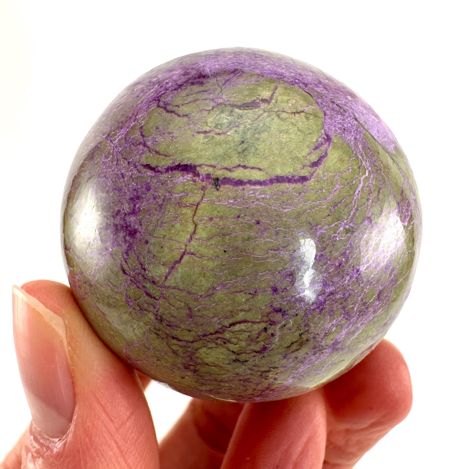 Stichtite Sphere, purple stichtite, polished Stichtite, mineral specimen, stichtite with serpentine, atlantisite
