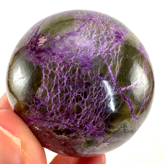Stichtite Sphere, purple stichtite, polished Stichtite, mineral specimen, stichtite with serpentine, atlantisite