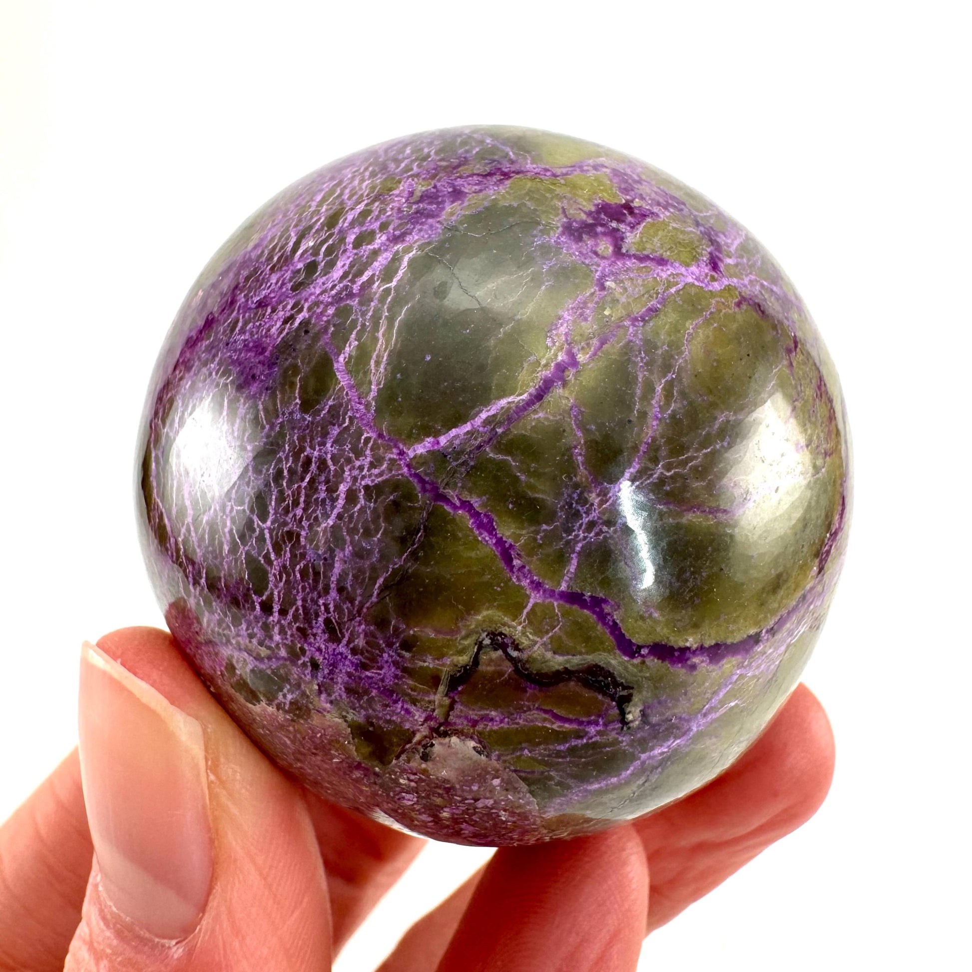Stichtite Sphere, purple stichtite, polished Stichtite, mineral specimen, stichtite with serpentine, atlantisite