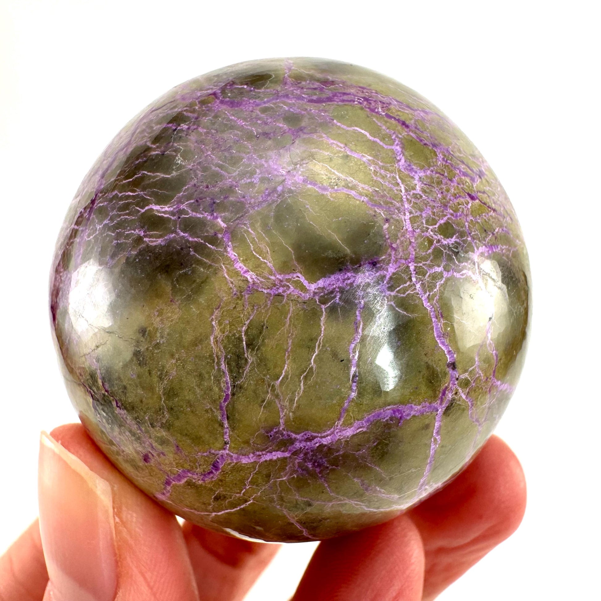 Stichtite Sphere, purple stichtite, polished Stichtite, mineral specimen, stichtite with serpentine, atlantisite
