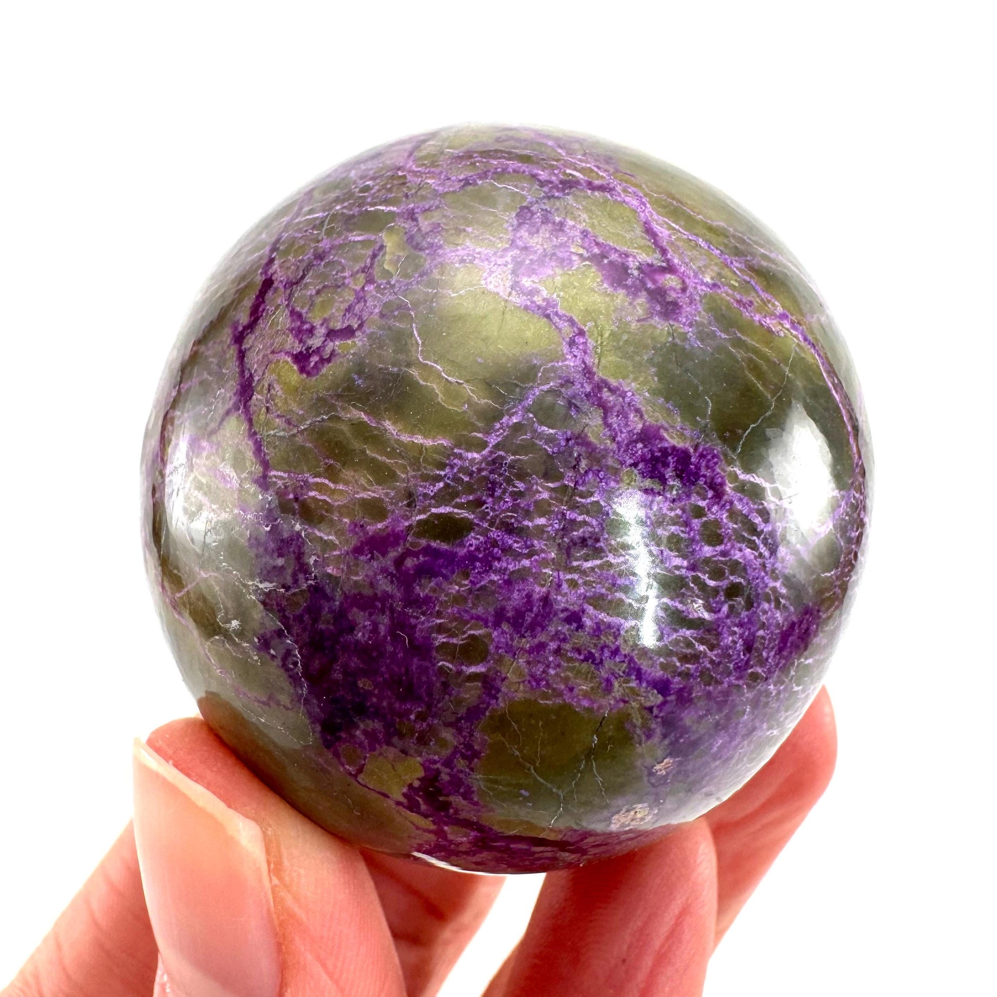 Stichtite Sphere, purple stichtite, polished Stichtite, mineral specimen, stichtite with serpentine, atlantisite