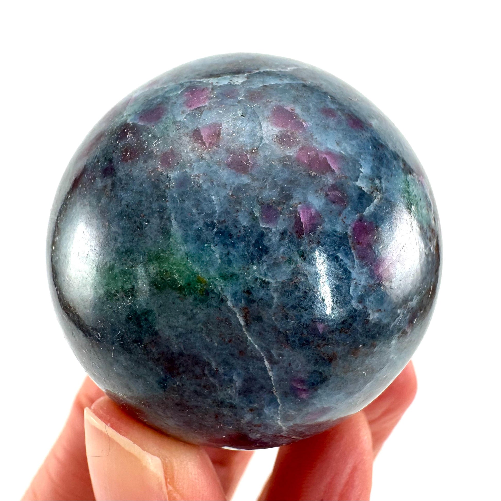 Ruby in Kyanite Sphere (UV Reactive) | Ruby Kyanite crystal ball, polished Kyanite, crystal ball, crystal sphere