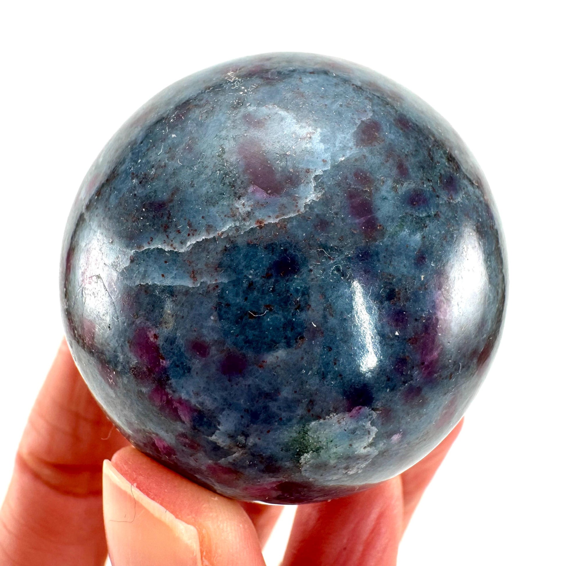 Ruby in Kyanite Sphere (UV Reactive) | Ruby Kyanite crystal ball, polished Kyanite, crystal ball, crystal sphere