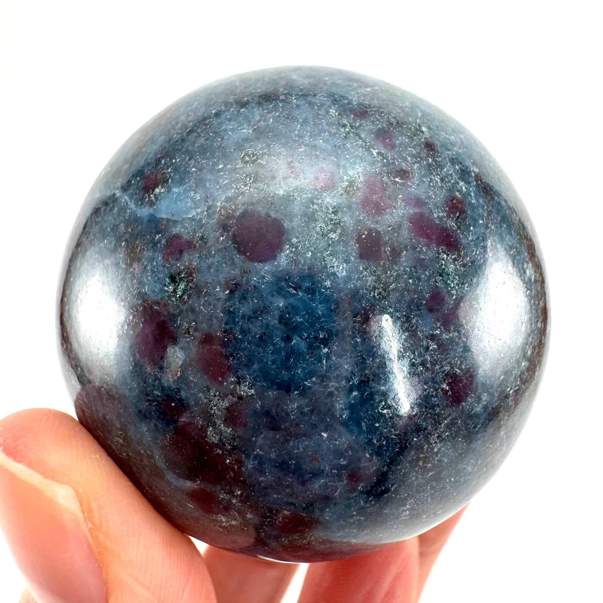 Ruby in Kyanite Sphere (UV Reactive) | Ruby Kyanite crystal ball, polished Kyanite, crystal ball, crystal sphere