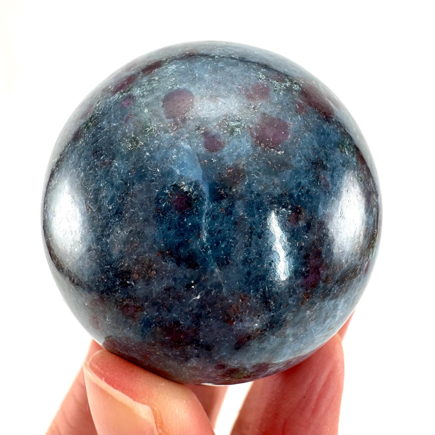 Ruby in Kyanite Sphere (UV Reactive) | Ruby Kyanite crystal ball, polished Kyanite, crystal ball, crystal sphere