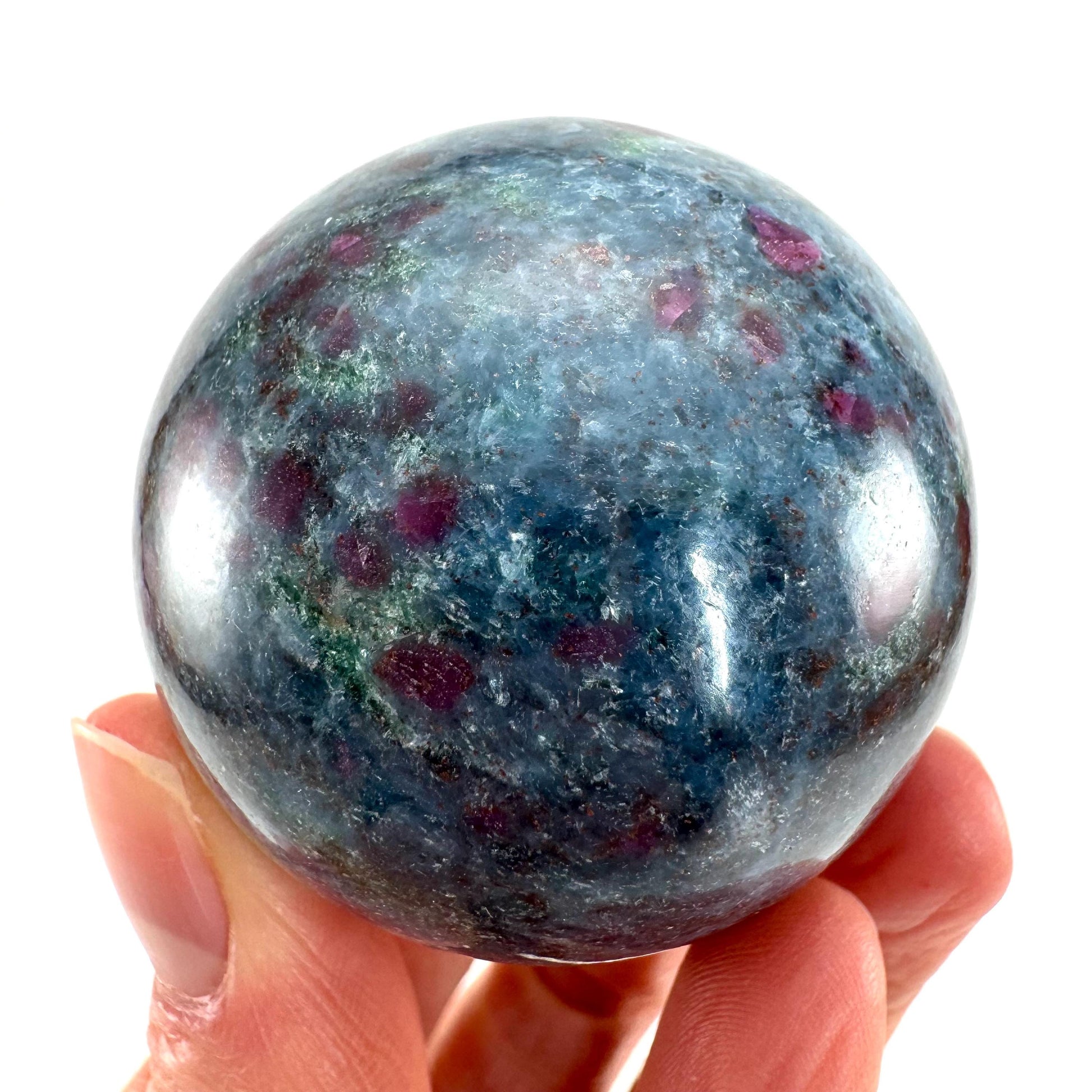Ruby in Kyanite Sphere (UV Reactive) | Ruby Kyanite crystal ball, polished Kyanite, crystal ball, crystal sphere