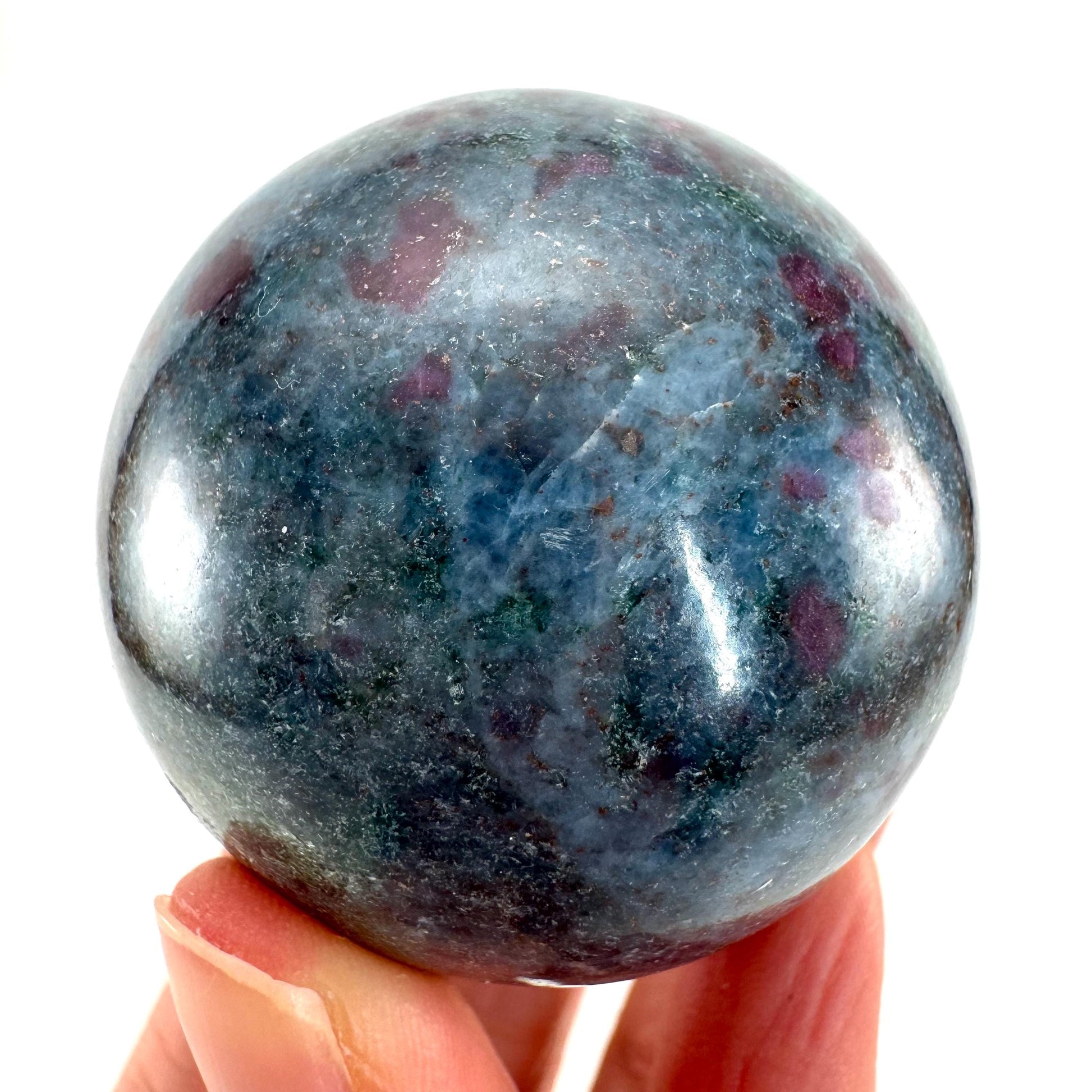 Ruby in Kyanite Sphere (UV Reactive) | Ruby Kyanite crystal ball, polished Kyanite, crystal ball, crystal sphere