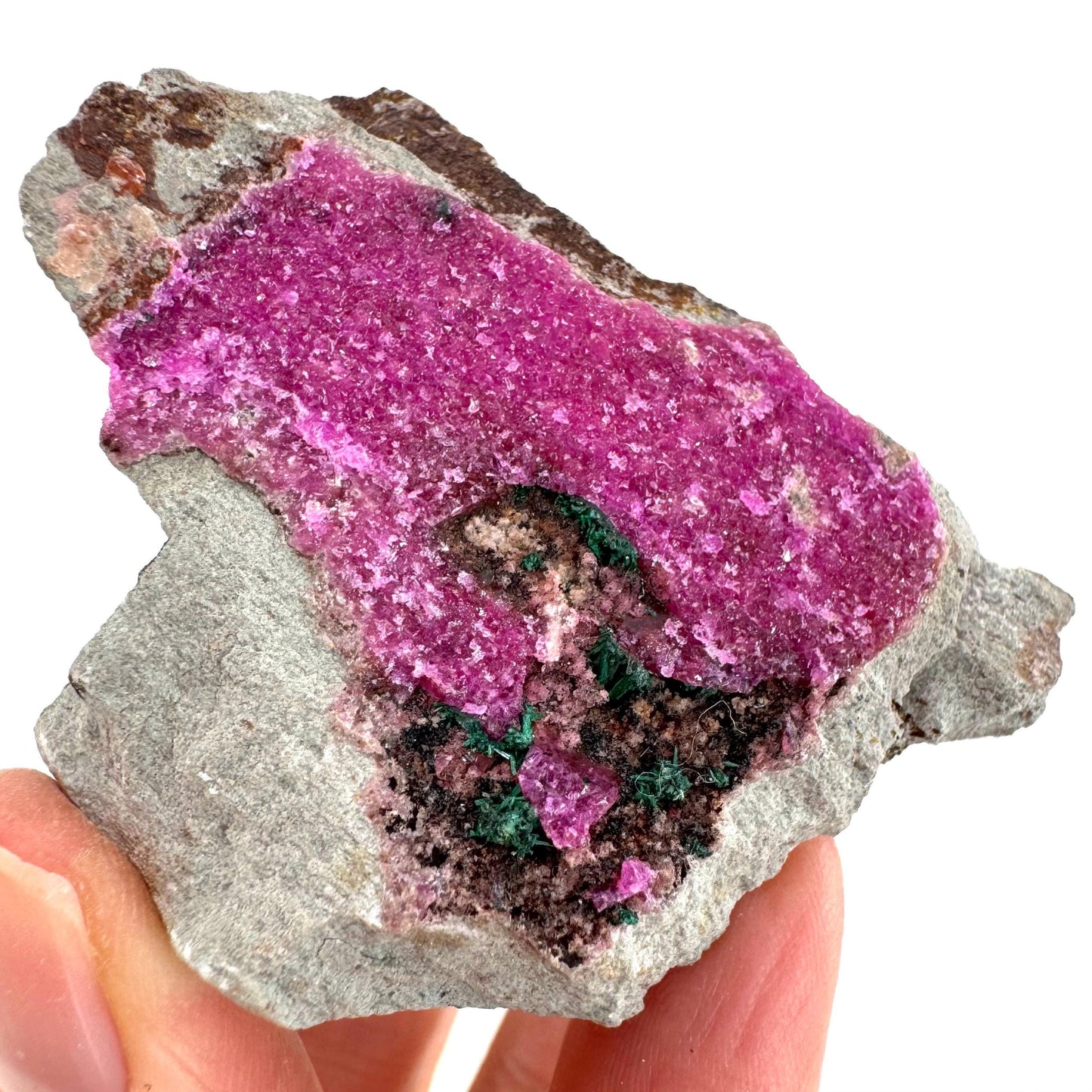 Sparkly Cobalto Calcite & Malachite Specimen (Congo), cobalto calcite, cobaltoan calcite, salrose