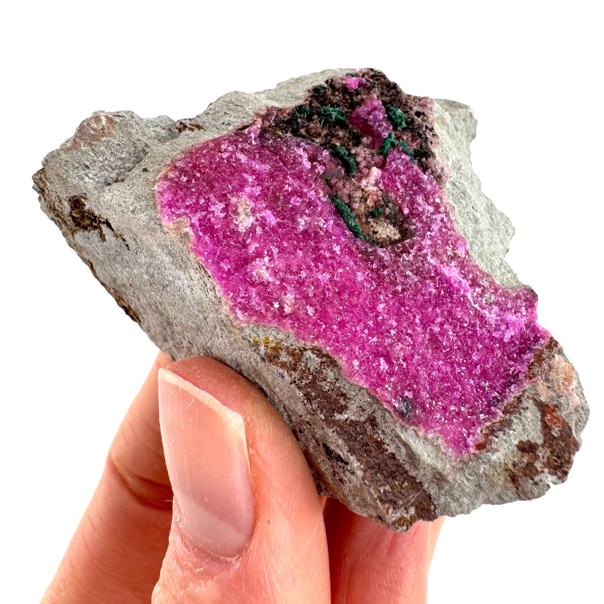 Sparkly Cobalto Calcite & Malachite Specimen (Congo), cobalto calcite, cobaltoan calcite, salrose
