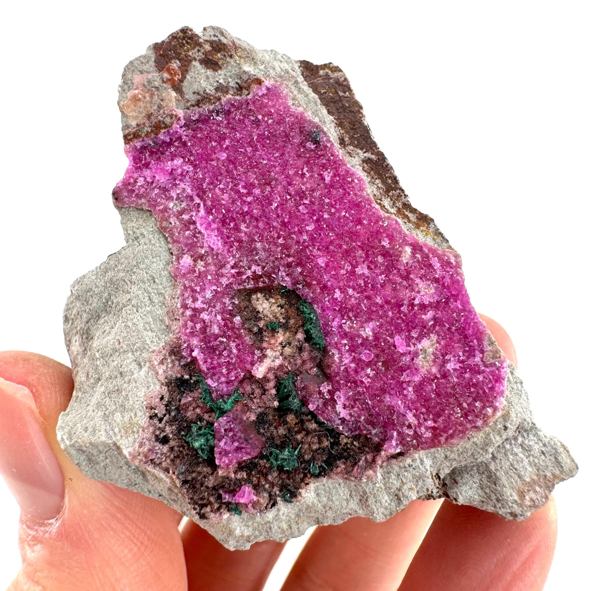 Sparkly Cobalto Calcite & Malachite Specimen (Congo), cobalto calcite, cobaltoan calcite, salrose