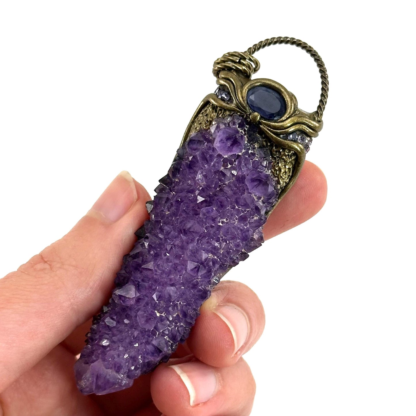 Amethyst & Iolite Necklace, crystal pendant, gemstone necklace