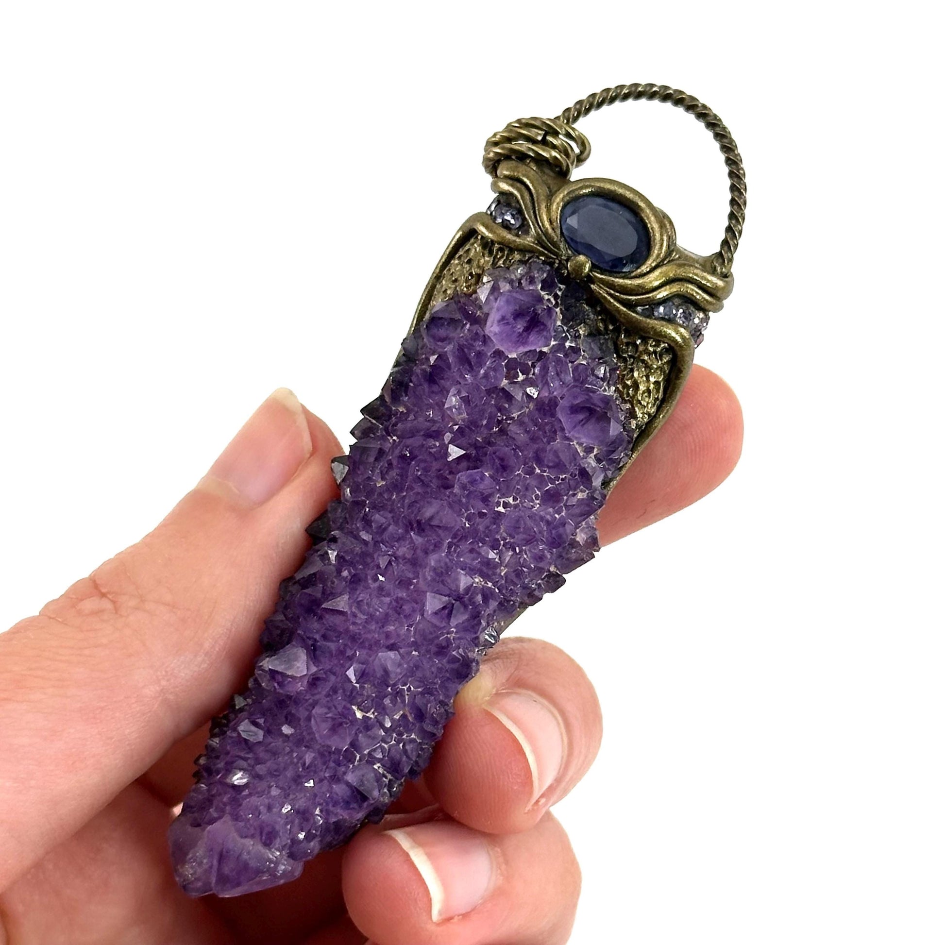 Amethyst & Iolite Necklace, crystal pendant, gemstone necklace