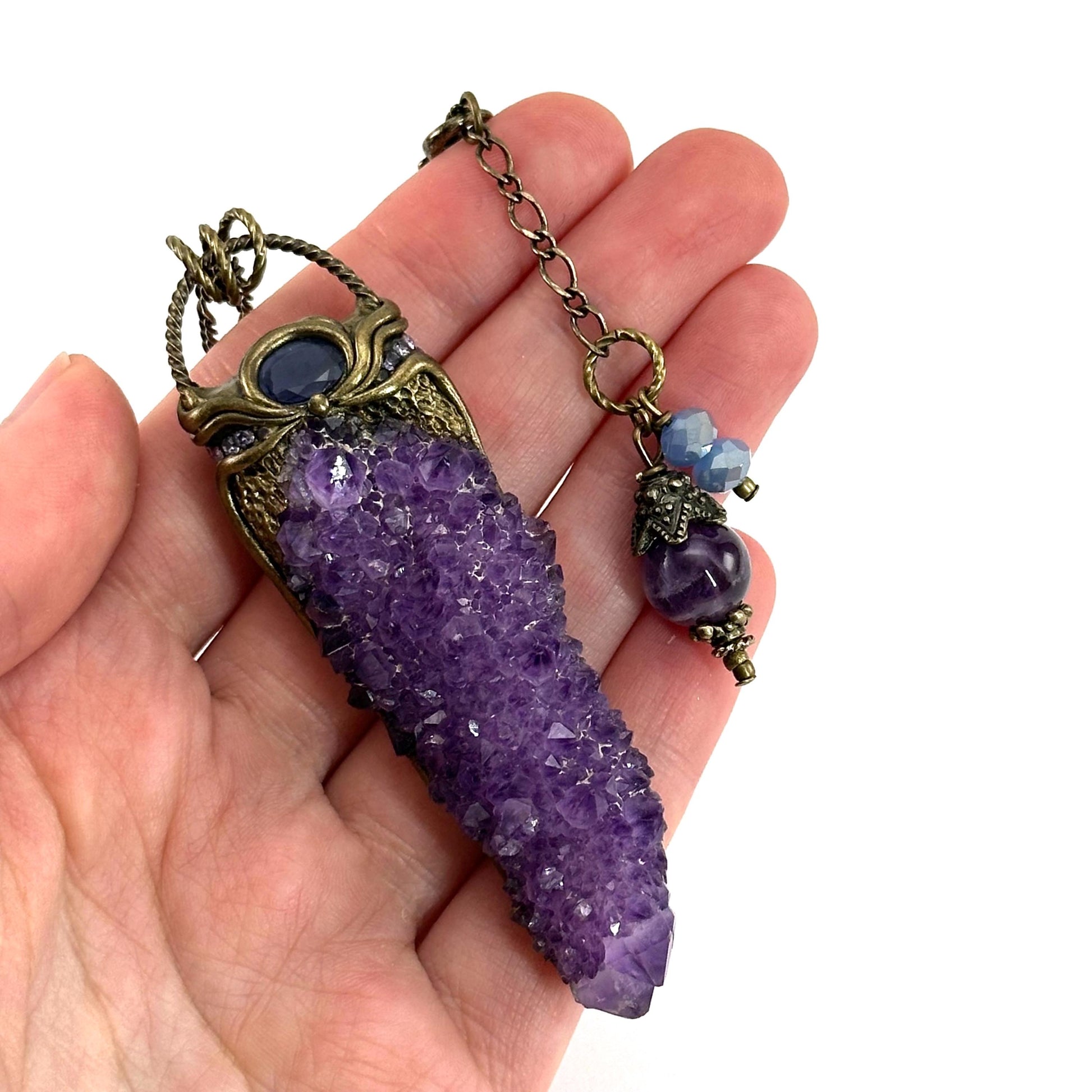 Amethyst & Iolite Necklace, crystal pendant, gemstone necklace