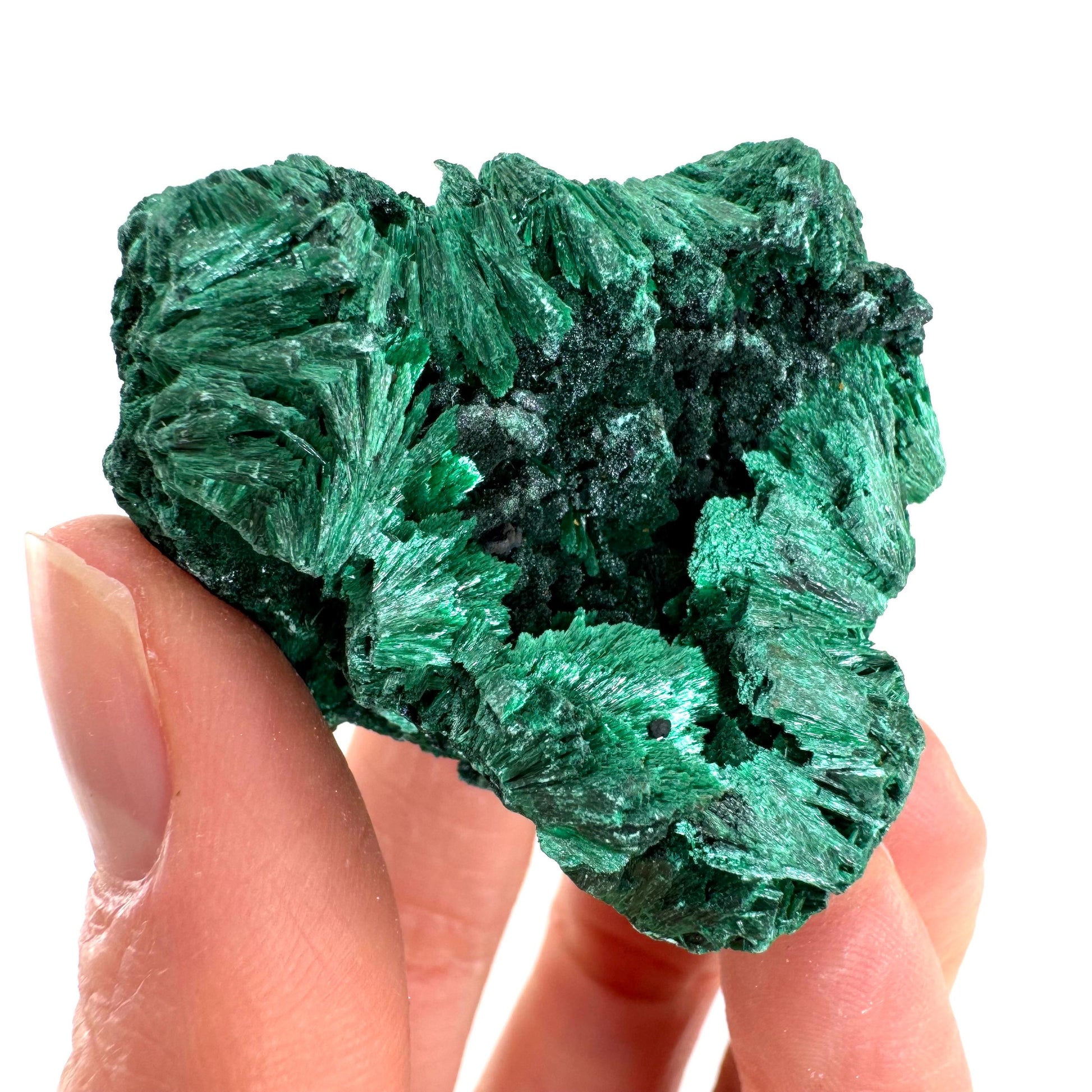 Fibrous Velvet Malachite Specimen (Congo), natural malachite, velvet malachite, malachite crystal