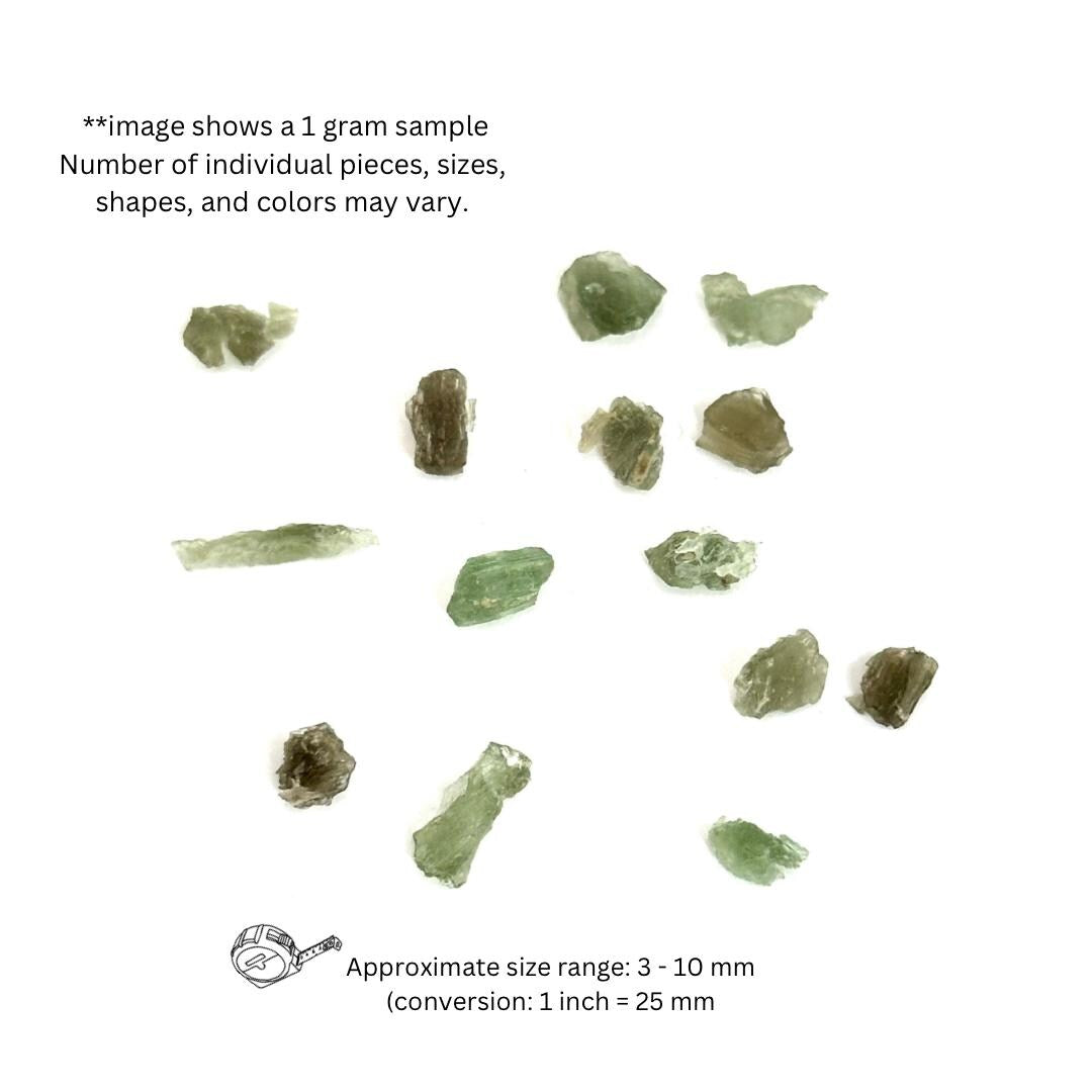 Genuine Moldavite: 1 Gram of Tiny Chips (Czech Republic) | moldavite specimen, moldavite, authentic moldavite, real moldavite
