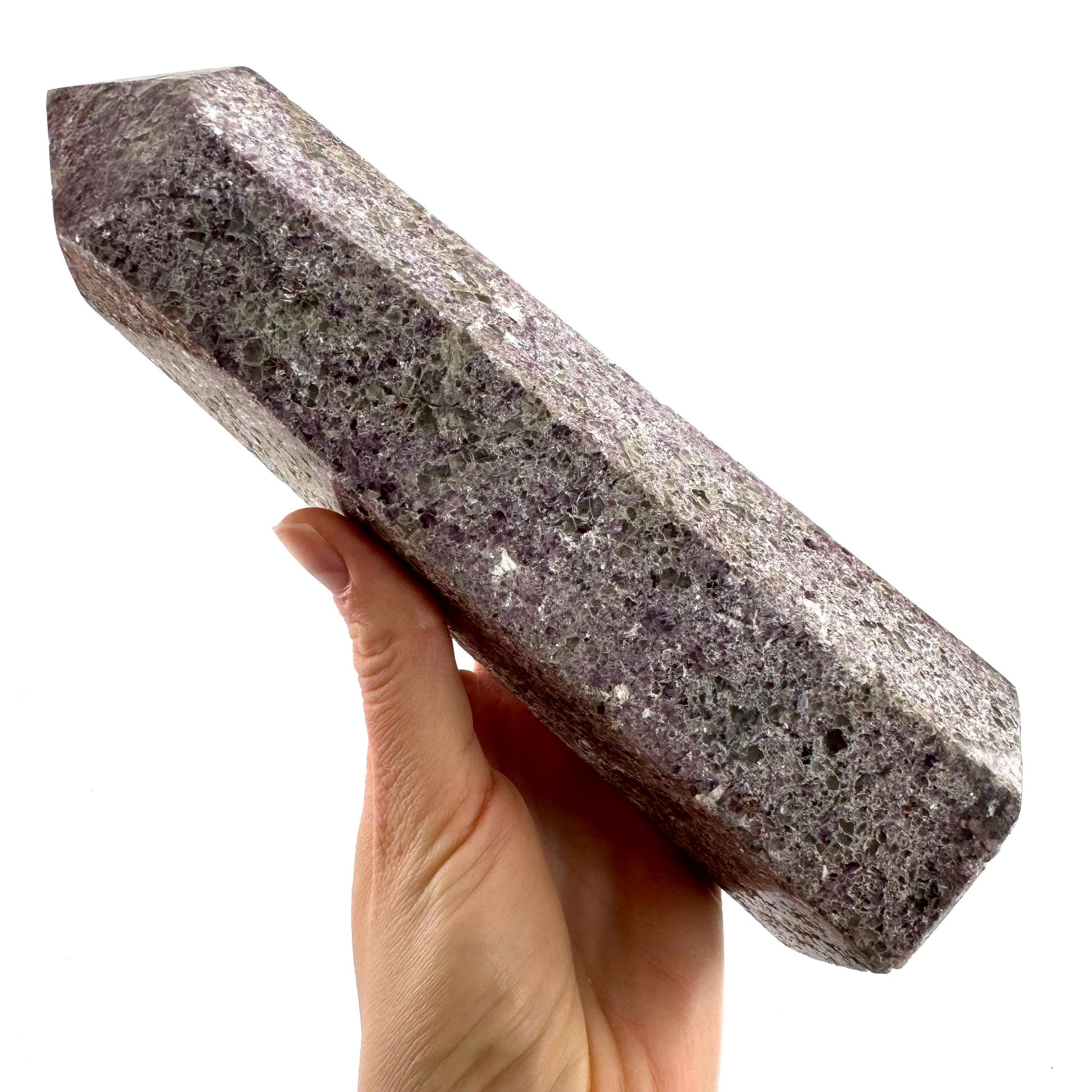 XL Polished lepidolite point, lepidolite wand, lepidolite crystal, crystal point