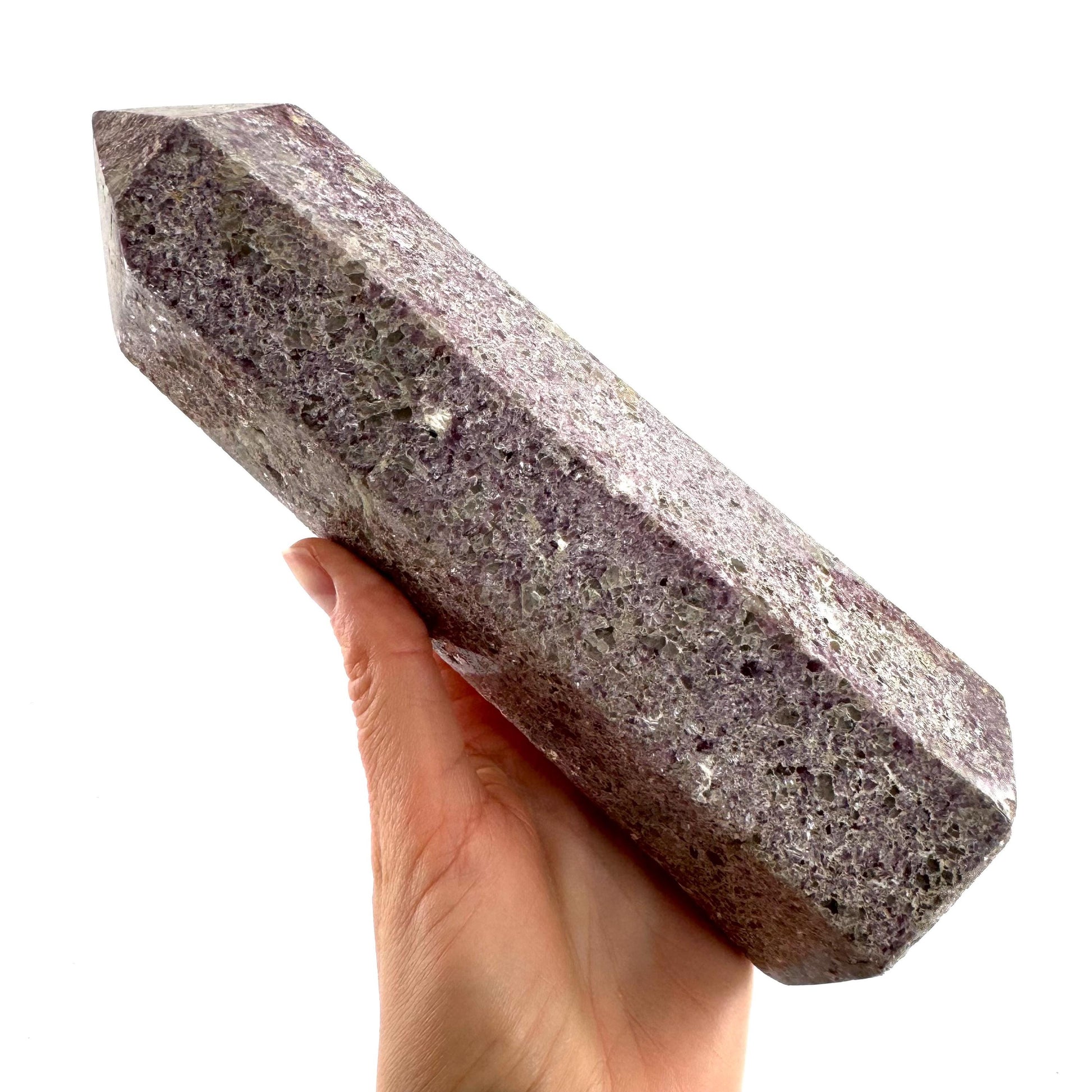 XL Polished lepidolite point, lepidolite wand, lepidolite crystal, crystal point