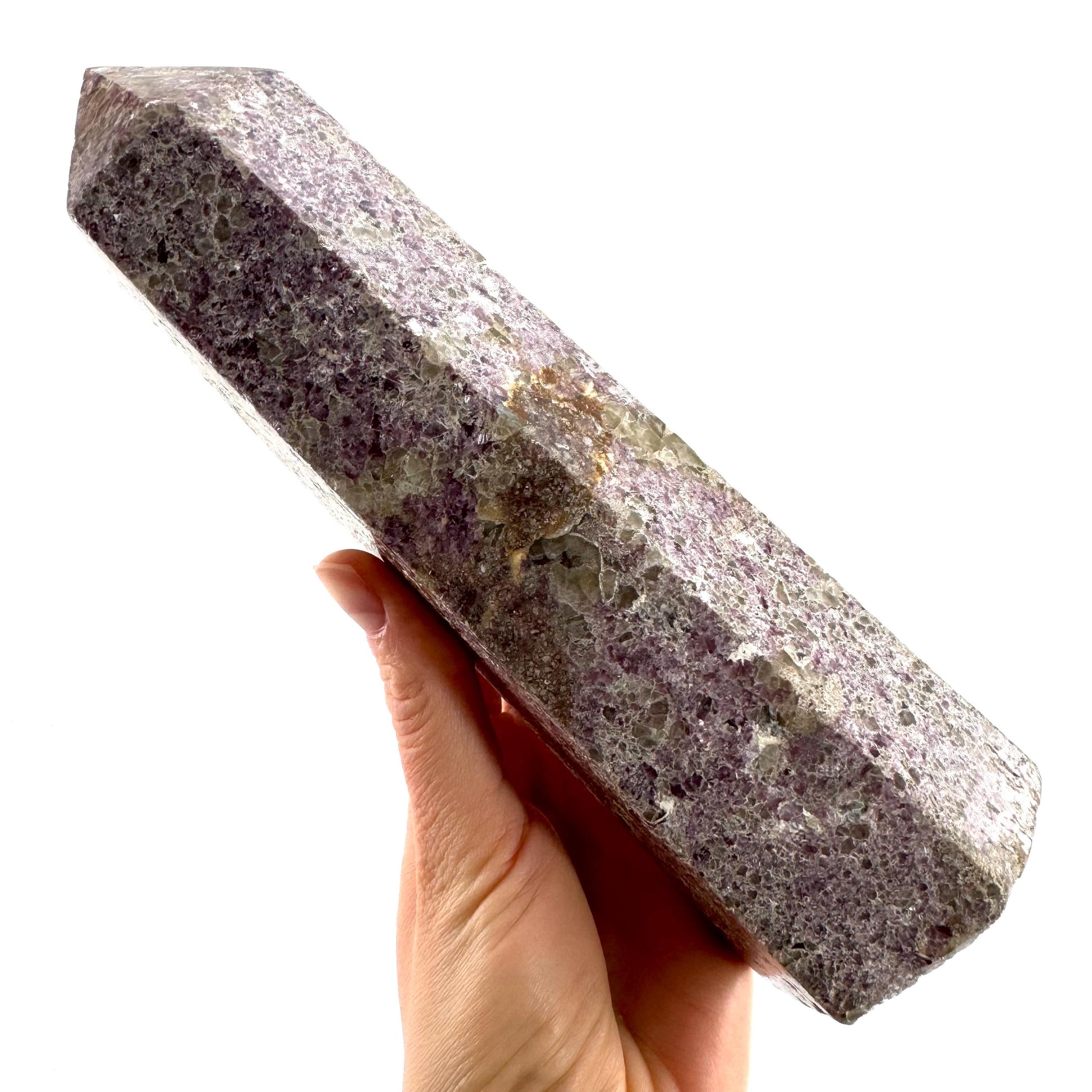XL Polished lepidolite point, lepidolite wand, lepidolite crystal, crystal point