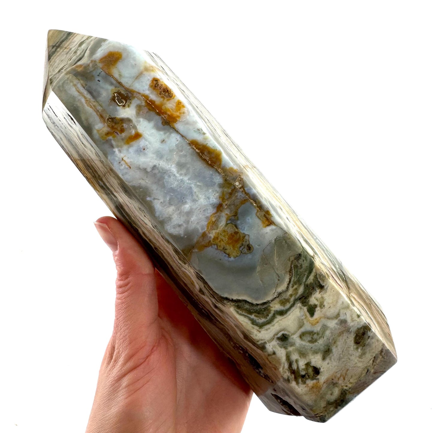 Ocean Jasper Point, orbicular jasper point, crystal point, ocean jasper crystal, orbicular jasper