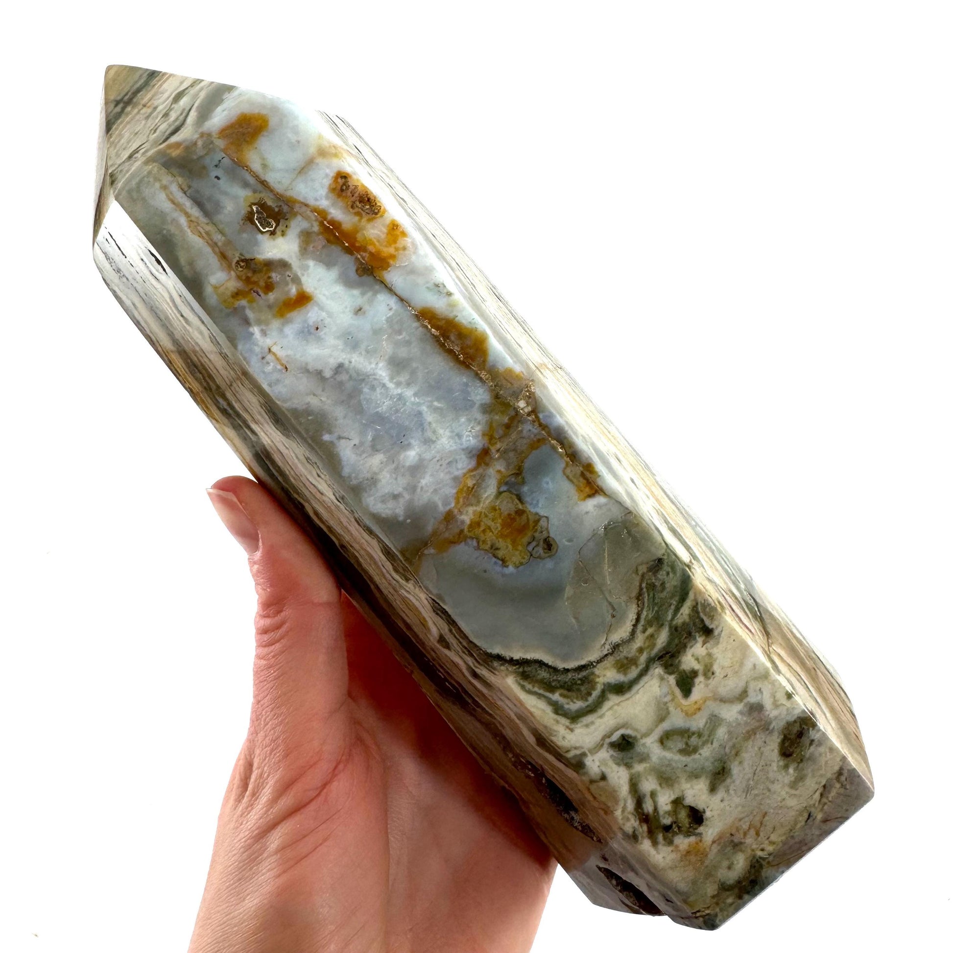 Ocean Jasper Point, orbicular jasper point, crystal point, ocean jasper crystal, orbicular jasper
