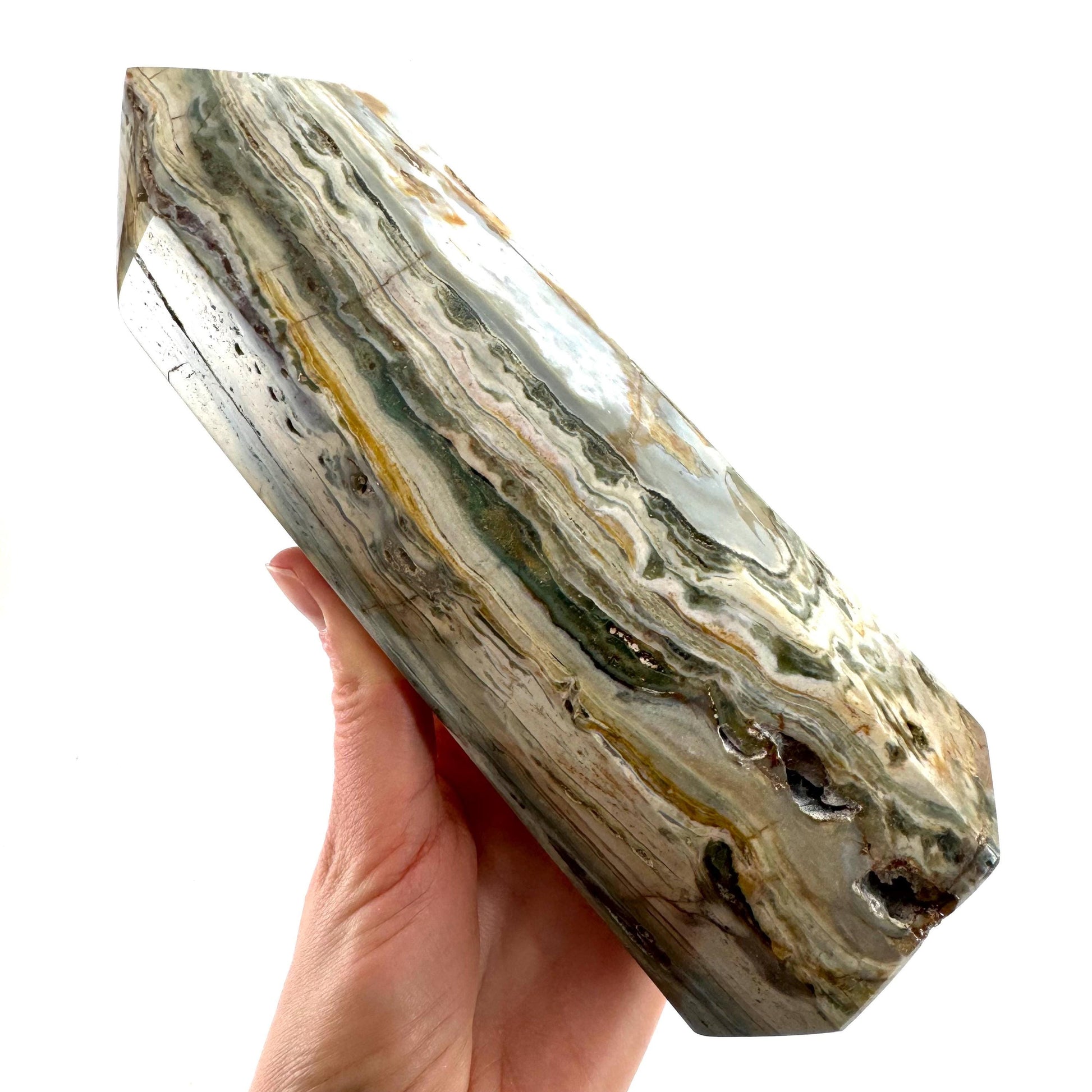 Ocean Jasper Point, orbicular jasper point, crystal point, ocean jasper crystal, orbicular jasper