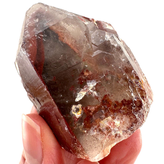 Red Hematite Quartz Cluster (Zimbabwe), quartz crystal, hematite quartz point, red phantom quartz, fire quartz