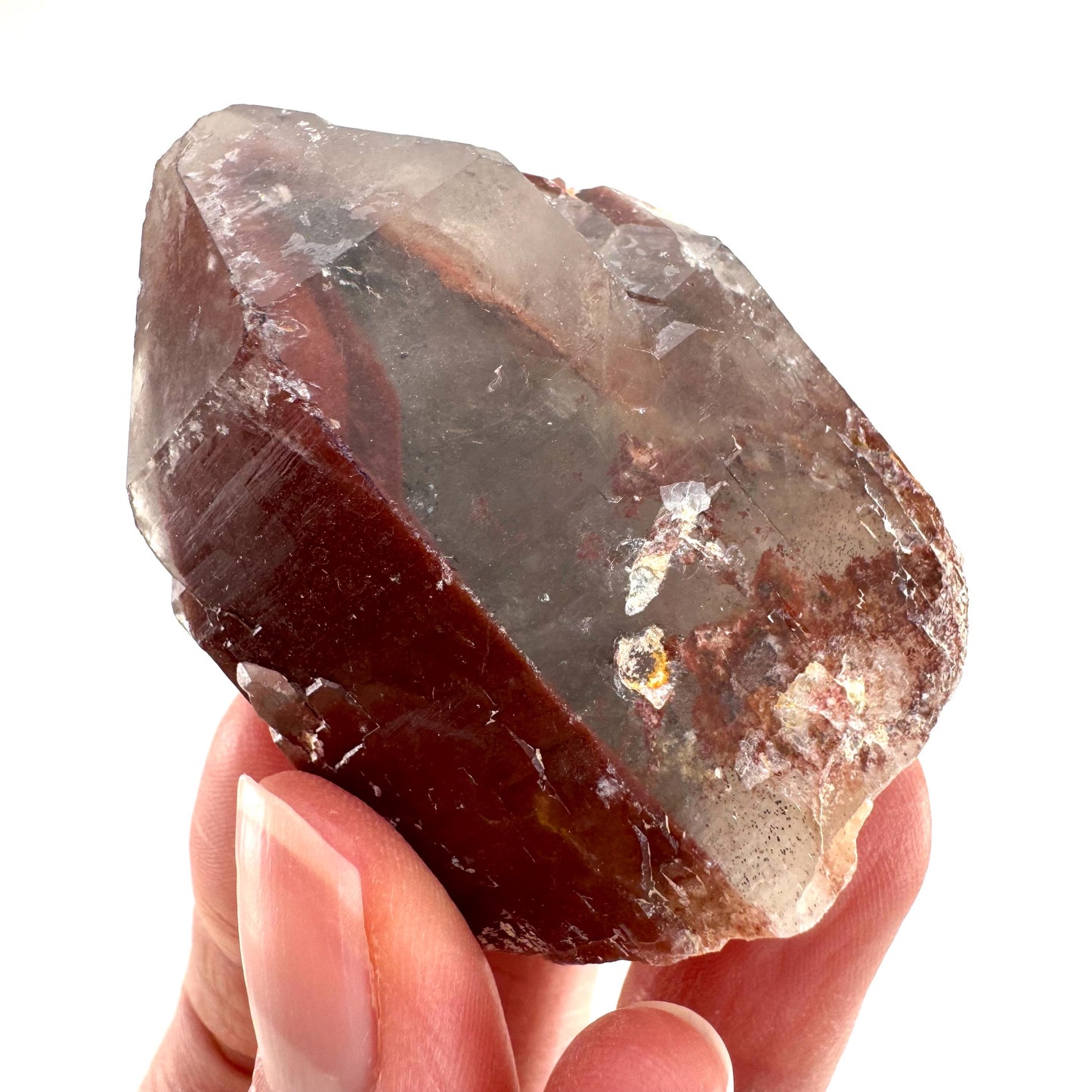 Red Hematite Quartz Cluster (Zimbabwe), quartz crystal, hematite quartz point, red phantom quartz, fire quartz