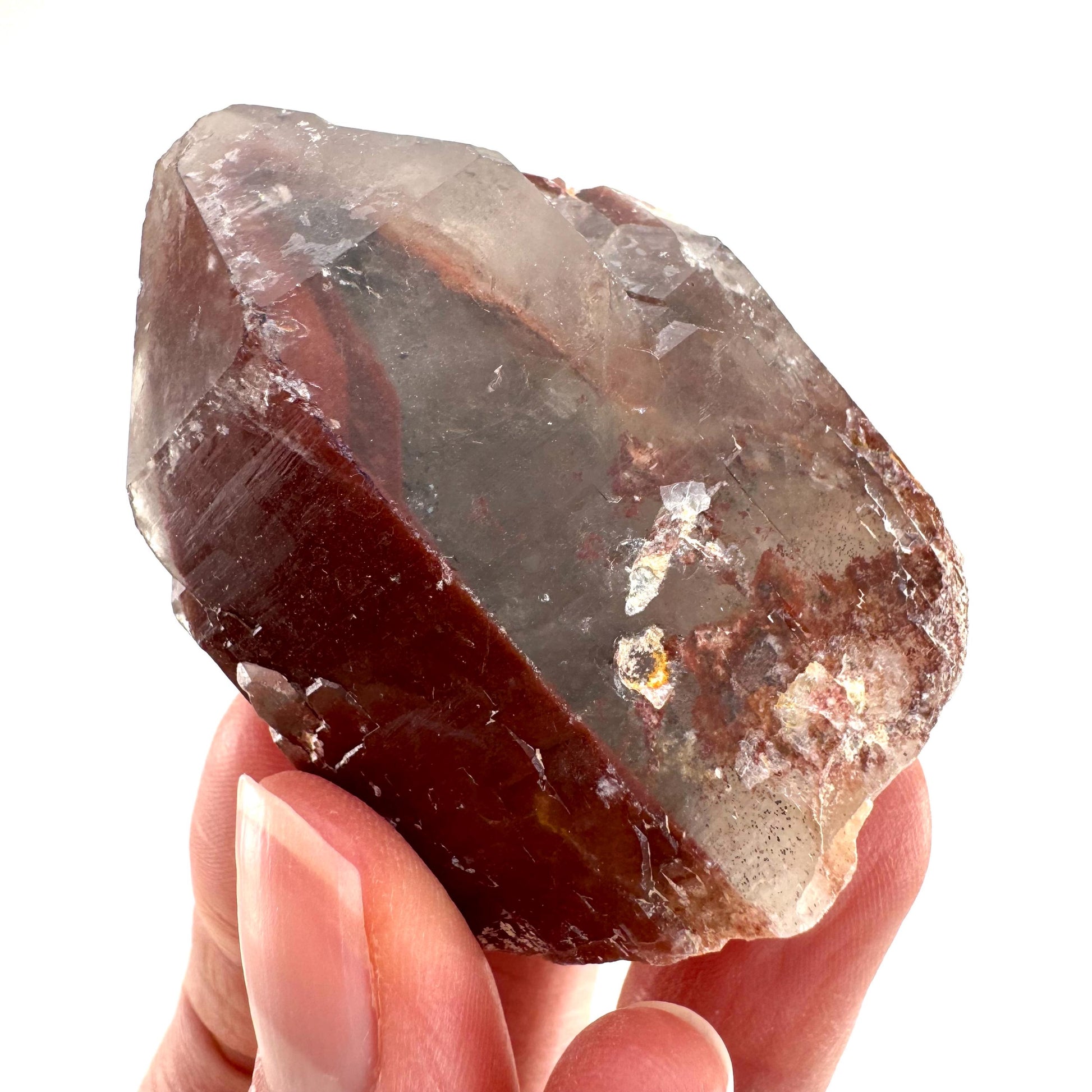 Red Hematite Quartz Cluster (Zimbabwe), quartz crystal, hematite quartz point, red phantom quartz, fire quartz
