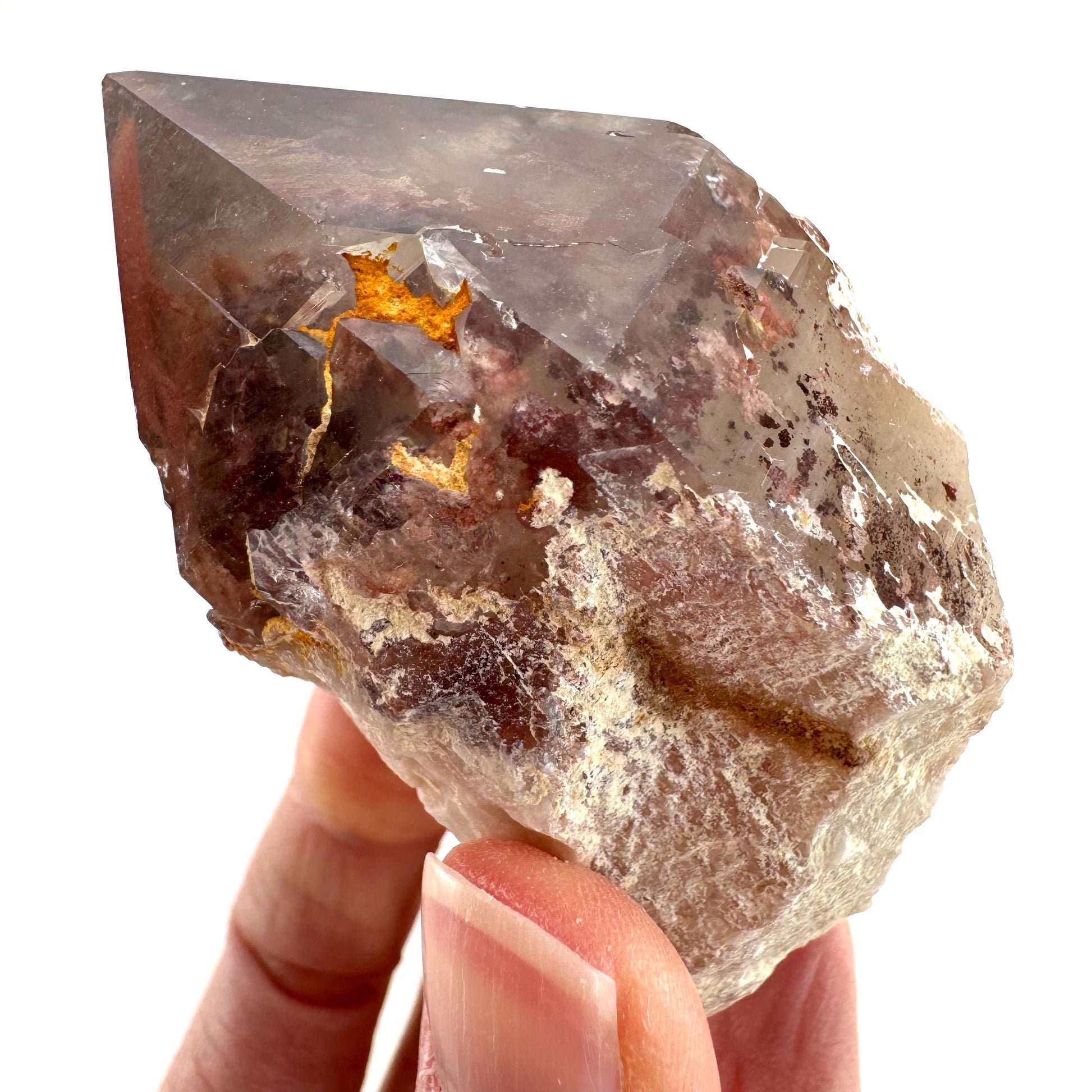 Red Hematite Quartz Cluster (Zimbabwe), quartz crystal, hematite quartz point, red phantom quartz, fire quartz