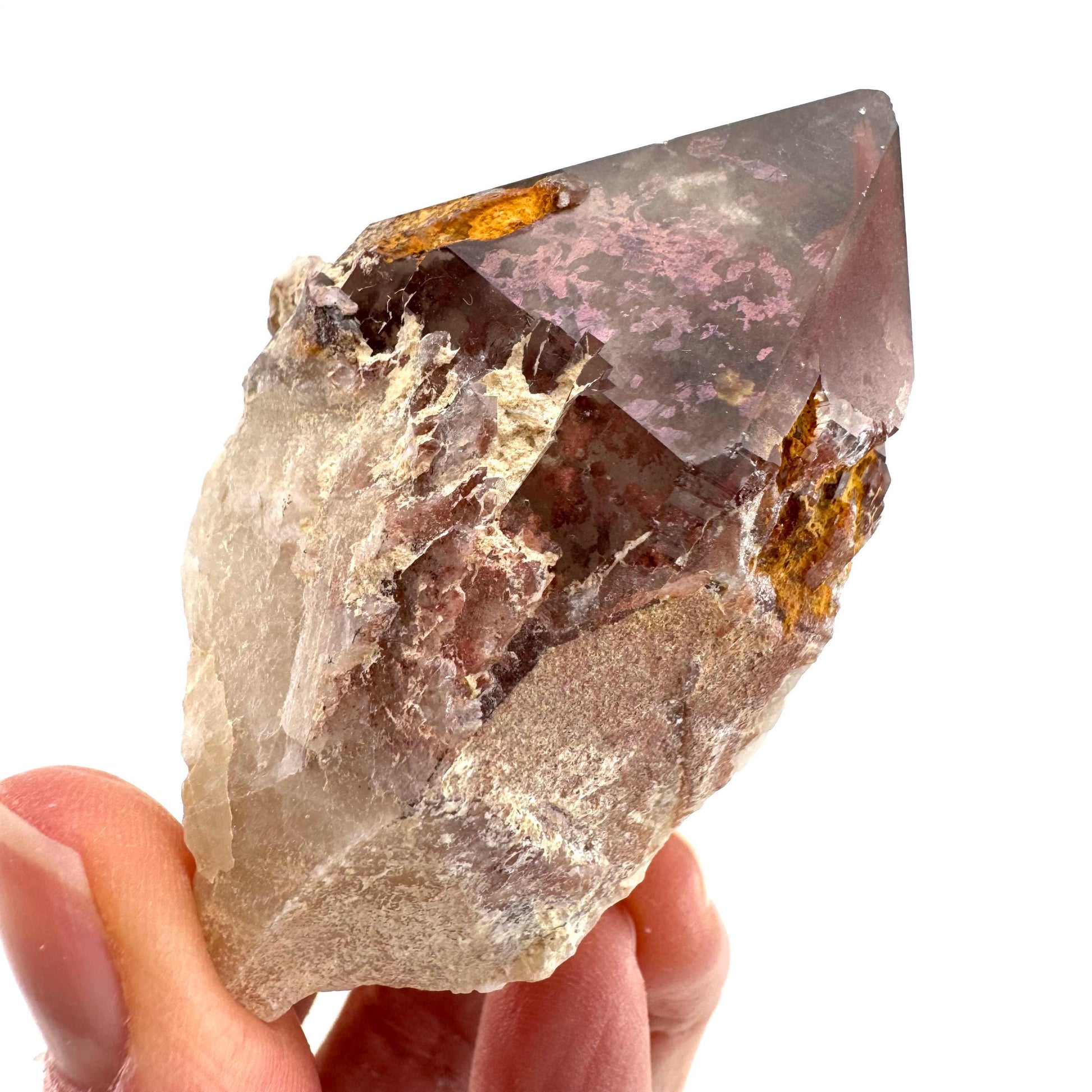 Red Hematite Quartz Cluster (Zimbabwe), quartz crystal, hematite quartz point, red phantom quartz, fire quartz