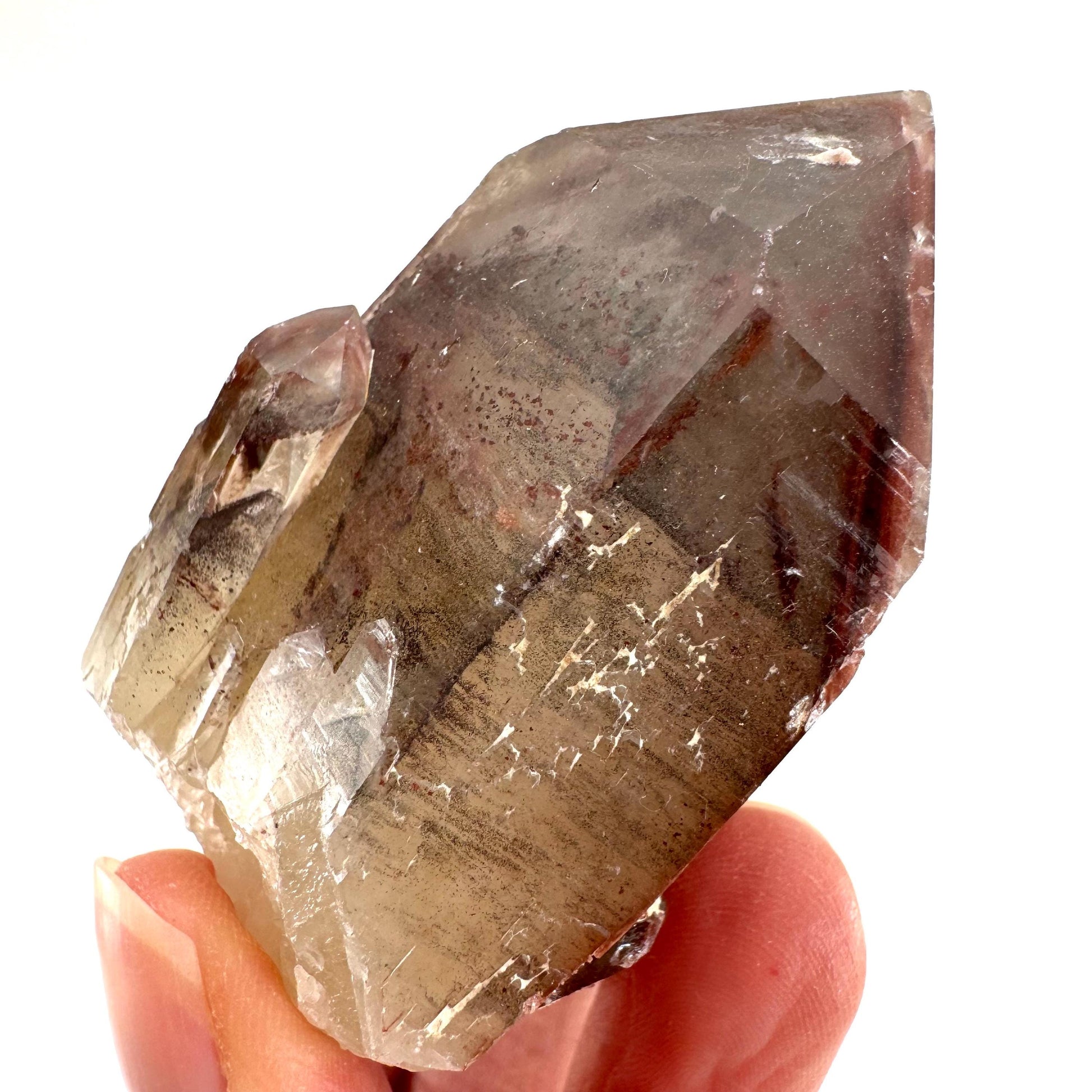 Red Hematite Quartz Cluster (Zimbabwe), quartz crystal, hematite quartz point, red phantom quartz, fire quartz
