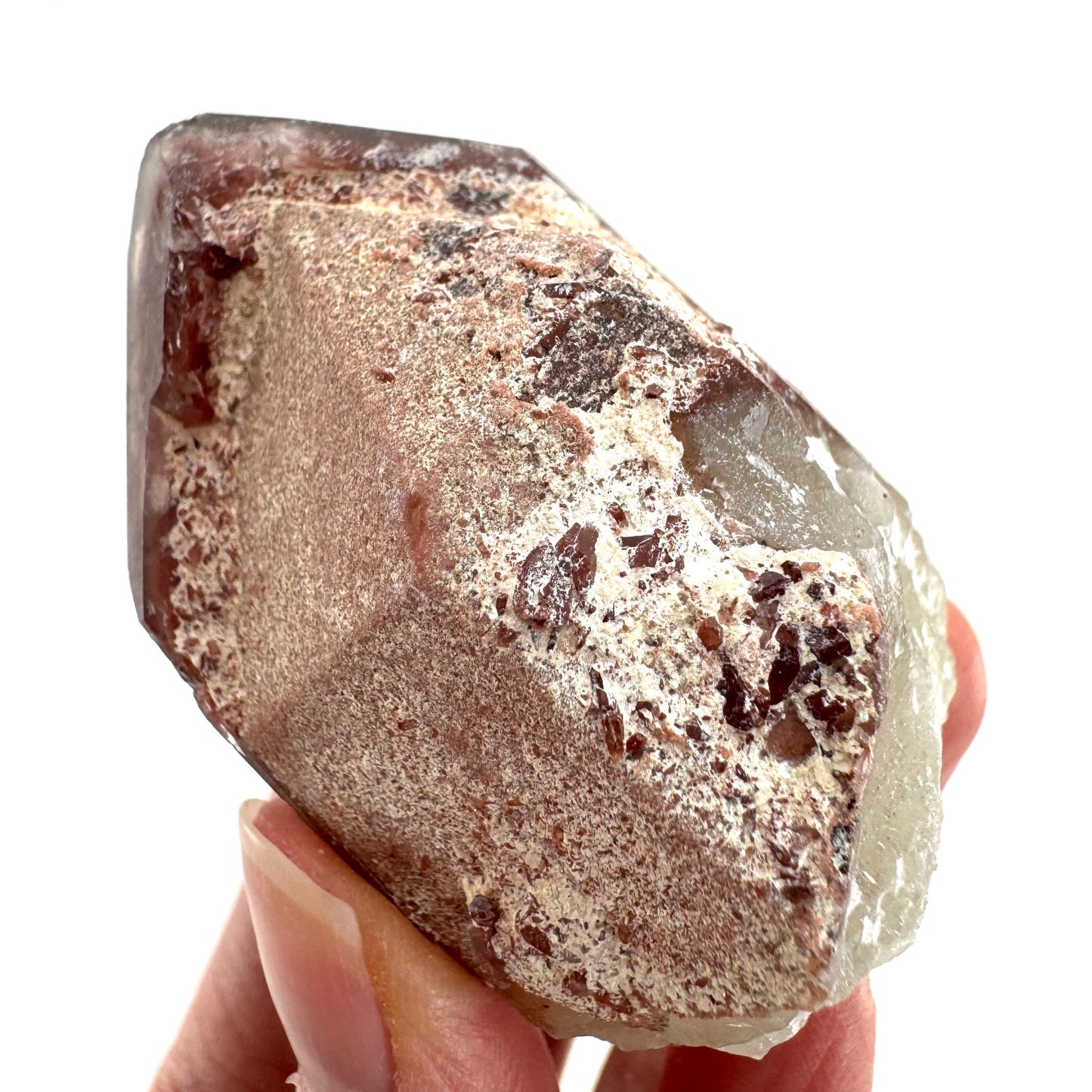 Red Hematite Quartz Cluster (Zimbabwe), quartz crystal, hematite quartz point, red phantom quartz, fire quartz
