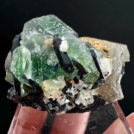 Fluorite w/ Schorl (Erongo, Namibia) | Lollipop Pocket, fluorite cluster, green fluorite, mineral specimen