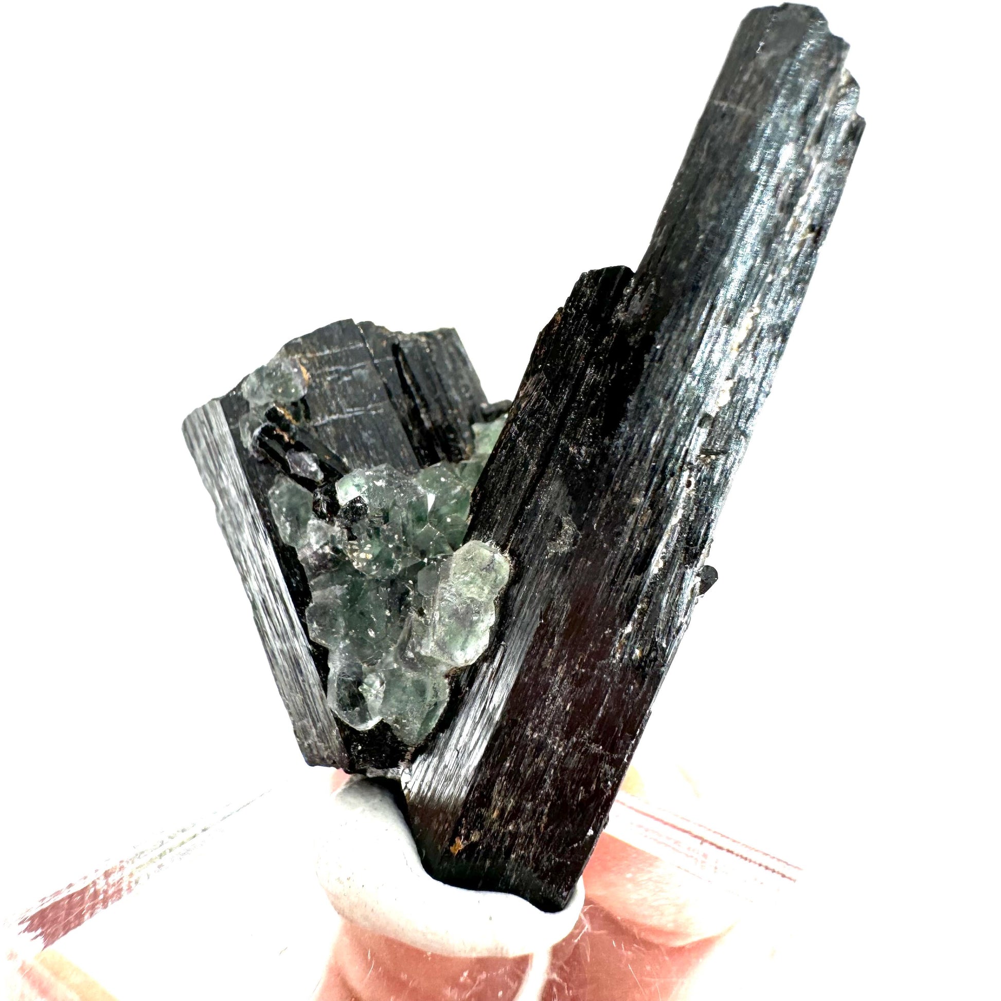 Fluorite w/ Schorl (Erongo, Namibia) | Lollipop Pocket, fluorite cluster, green fluorite, mineral specimen