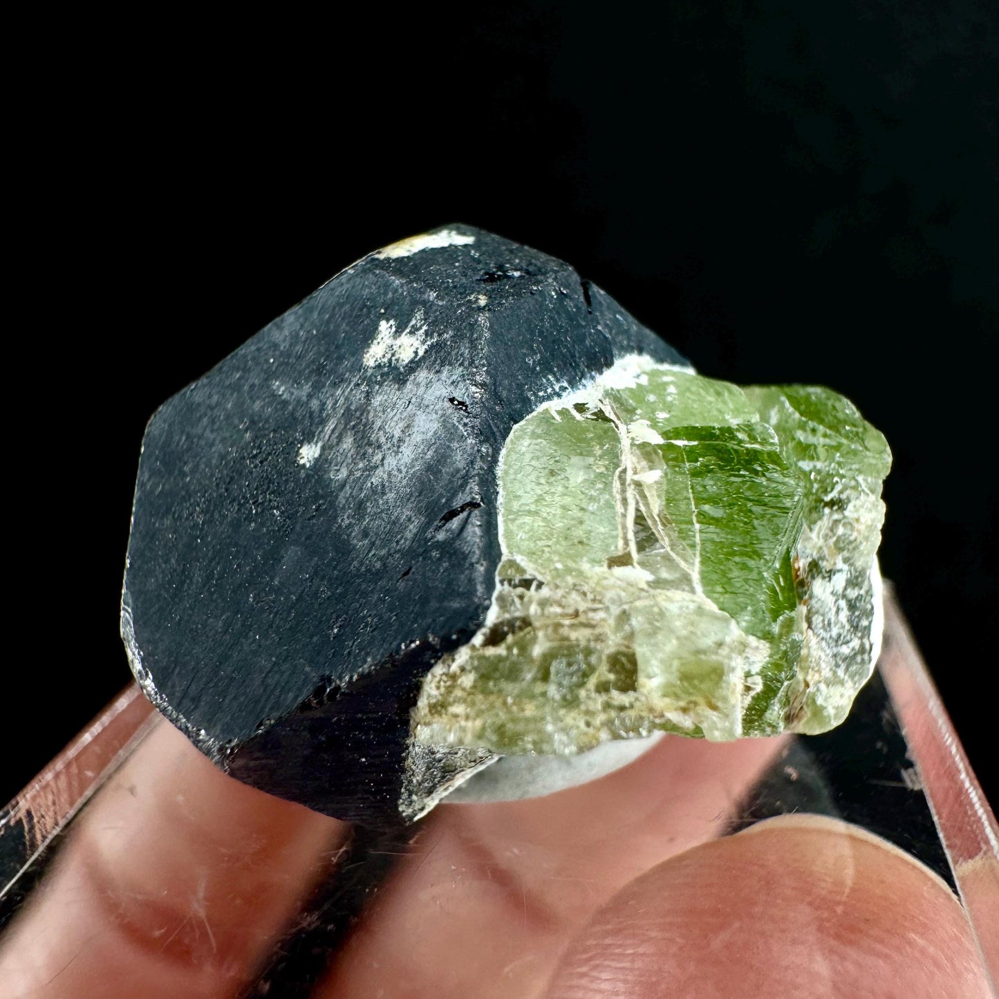 Naturally terminated peridot w/ Magnetite (Pakistan) | raw peridot, natural peridot, peridot crystal, peridot point